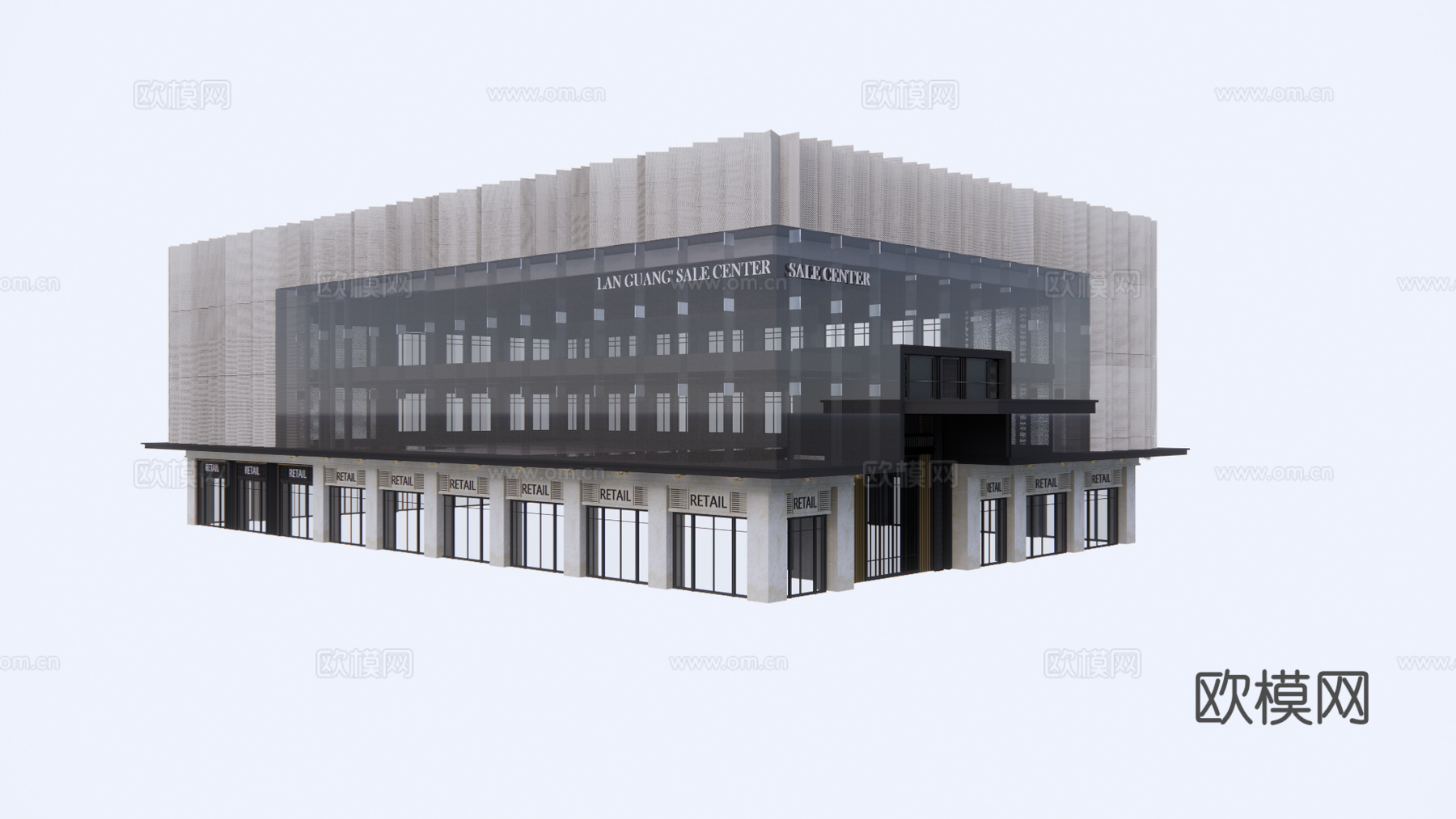 现代售楼部建筑su模型下载