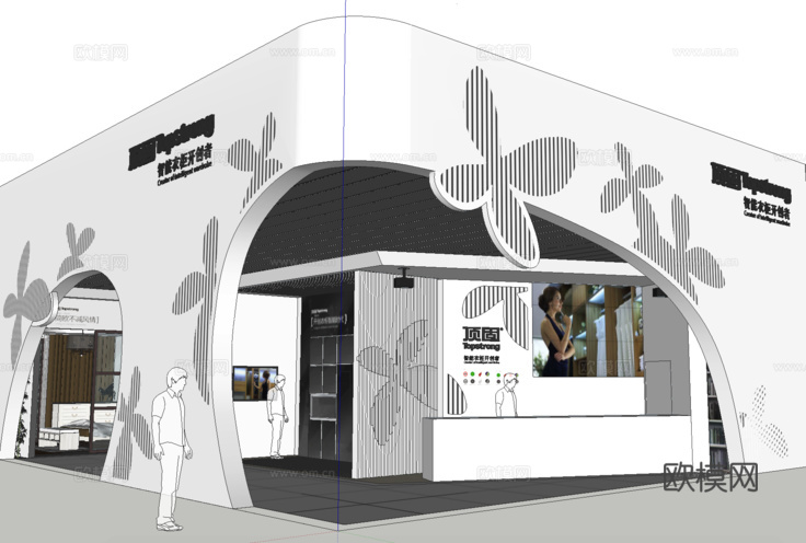 现代展厅su模型下载