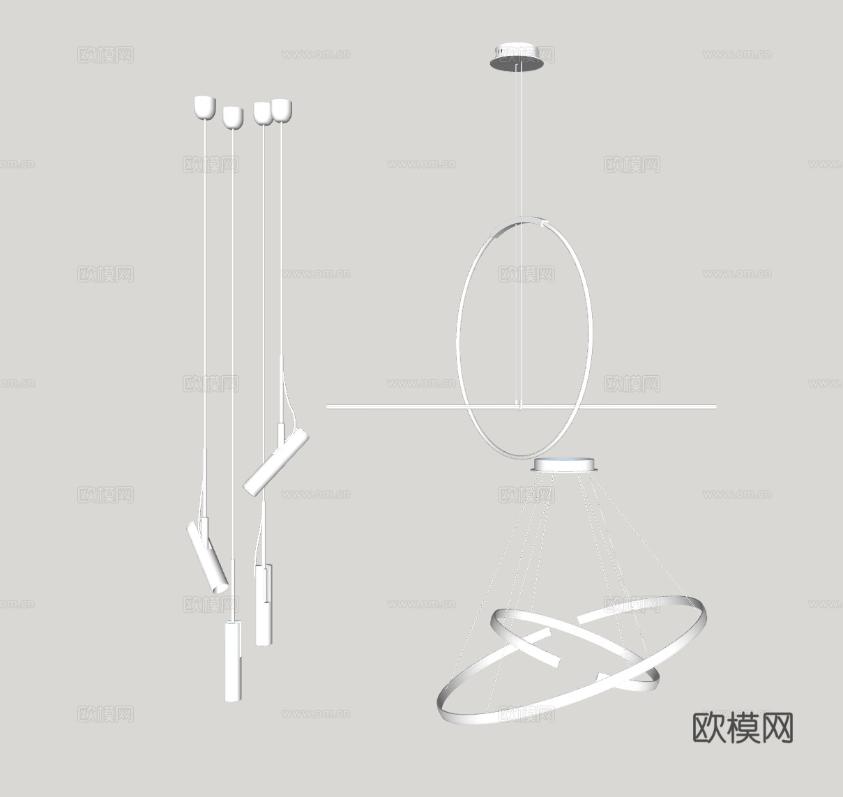 现代金属吊灯su模型下载