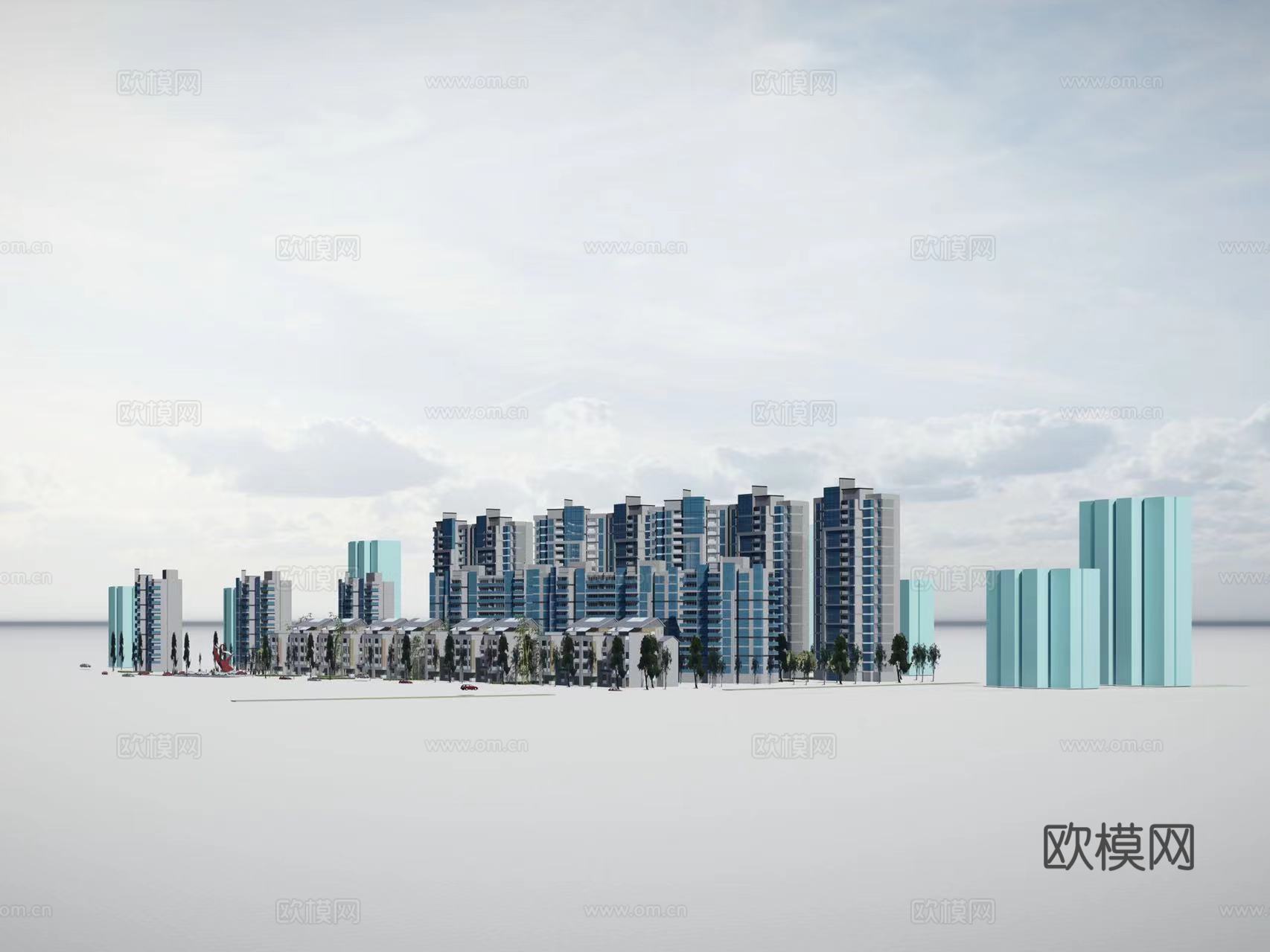 现代小区建筑外观su模型下载