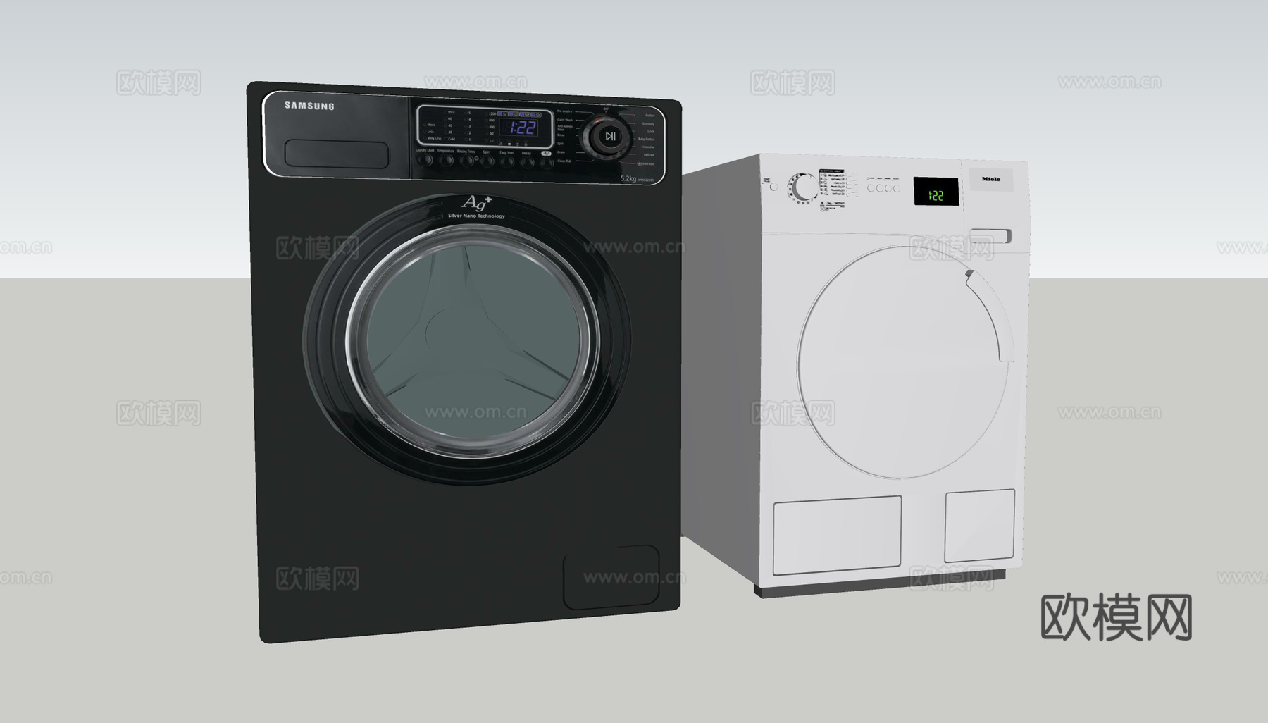现代滚筒洗衣机su模型下载