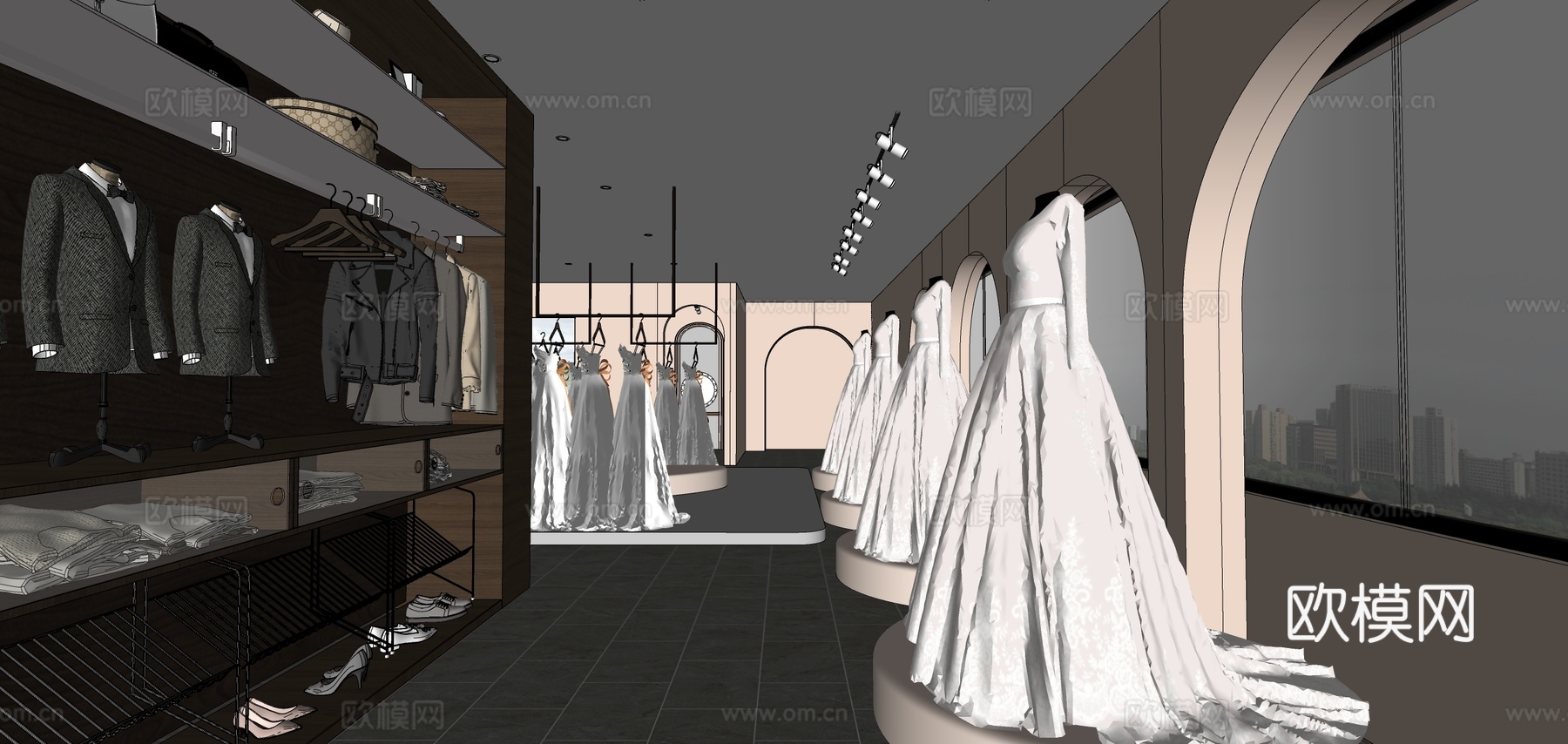 现代婚纱店su模型下载