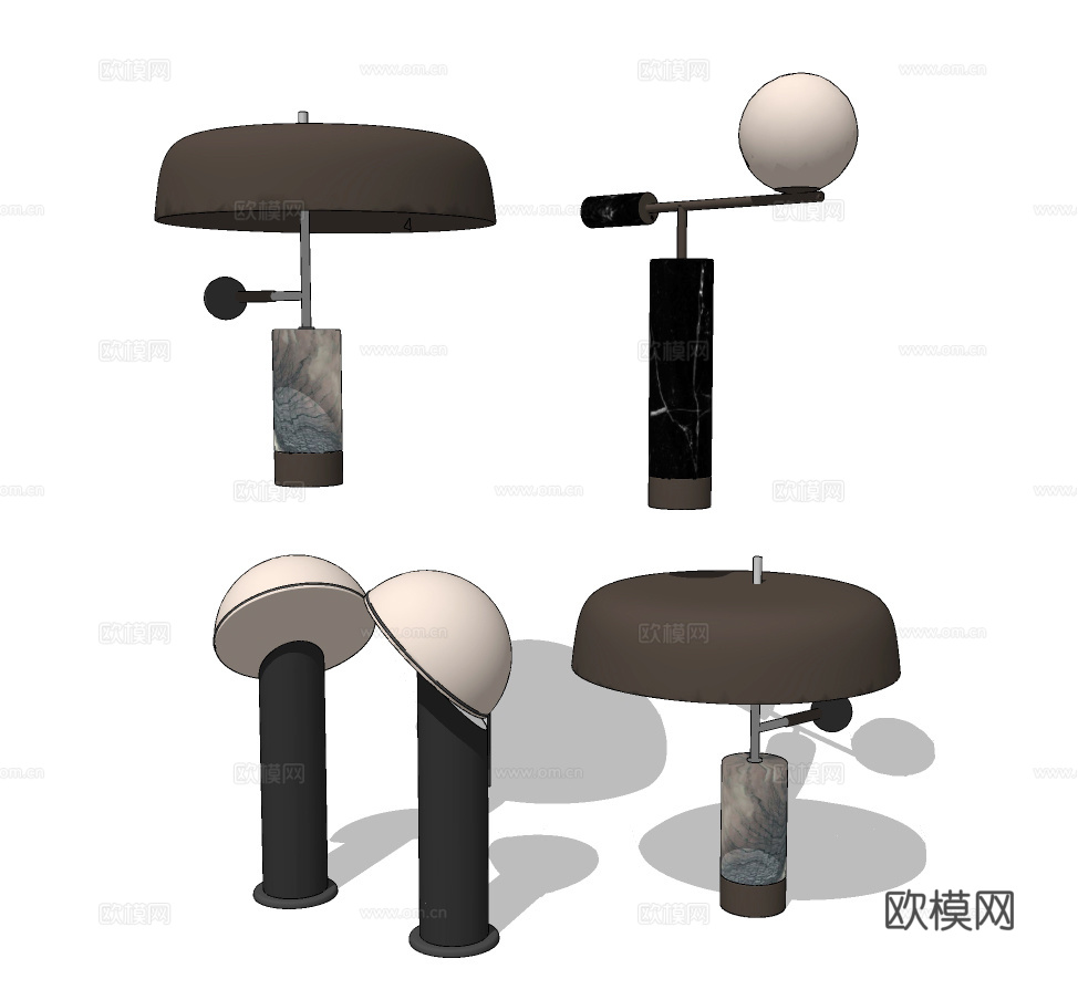 现代金属台灯su模型下载