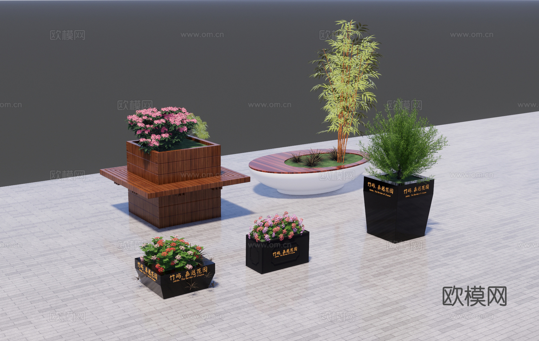 现代花箱花池su模型下载