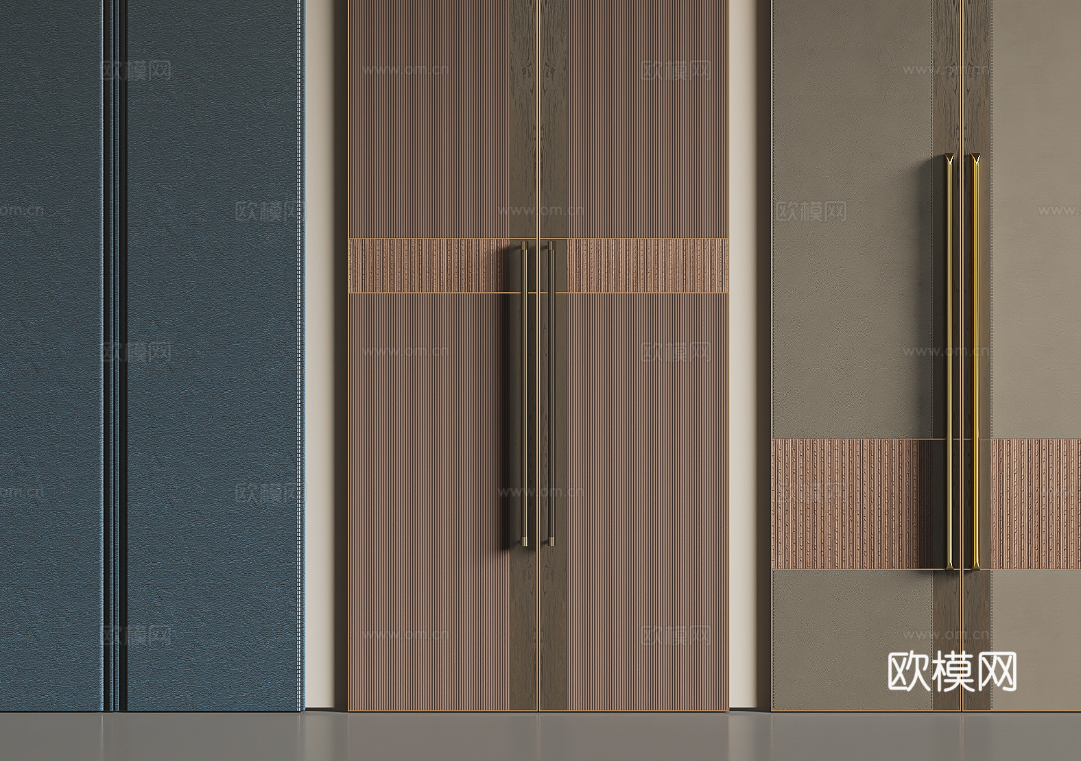 现代柜门 衣柜门 皮革门3d模型