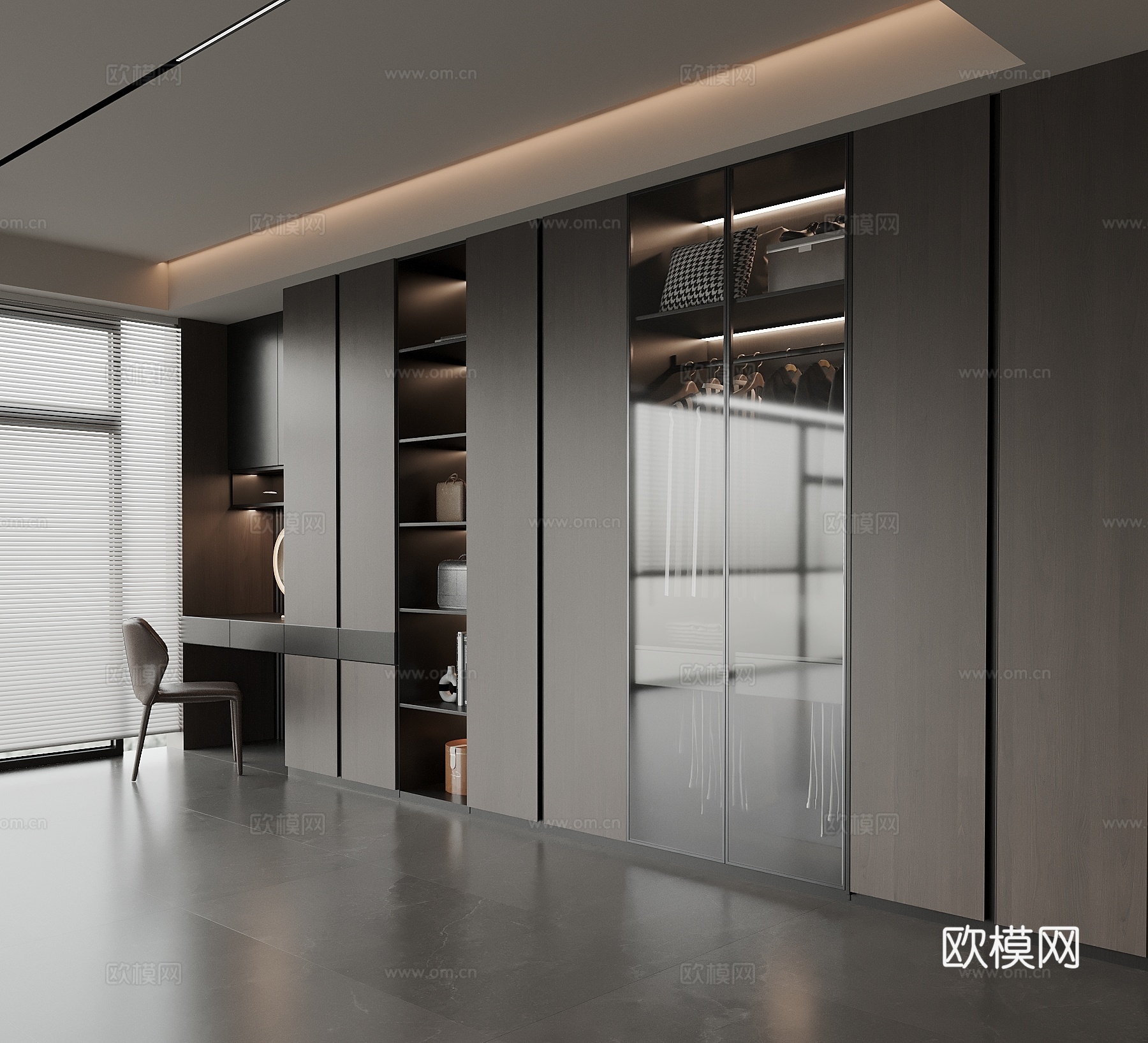 现代意式衣柜 衣帽间3d模型