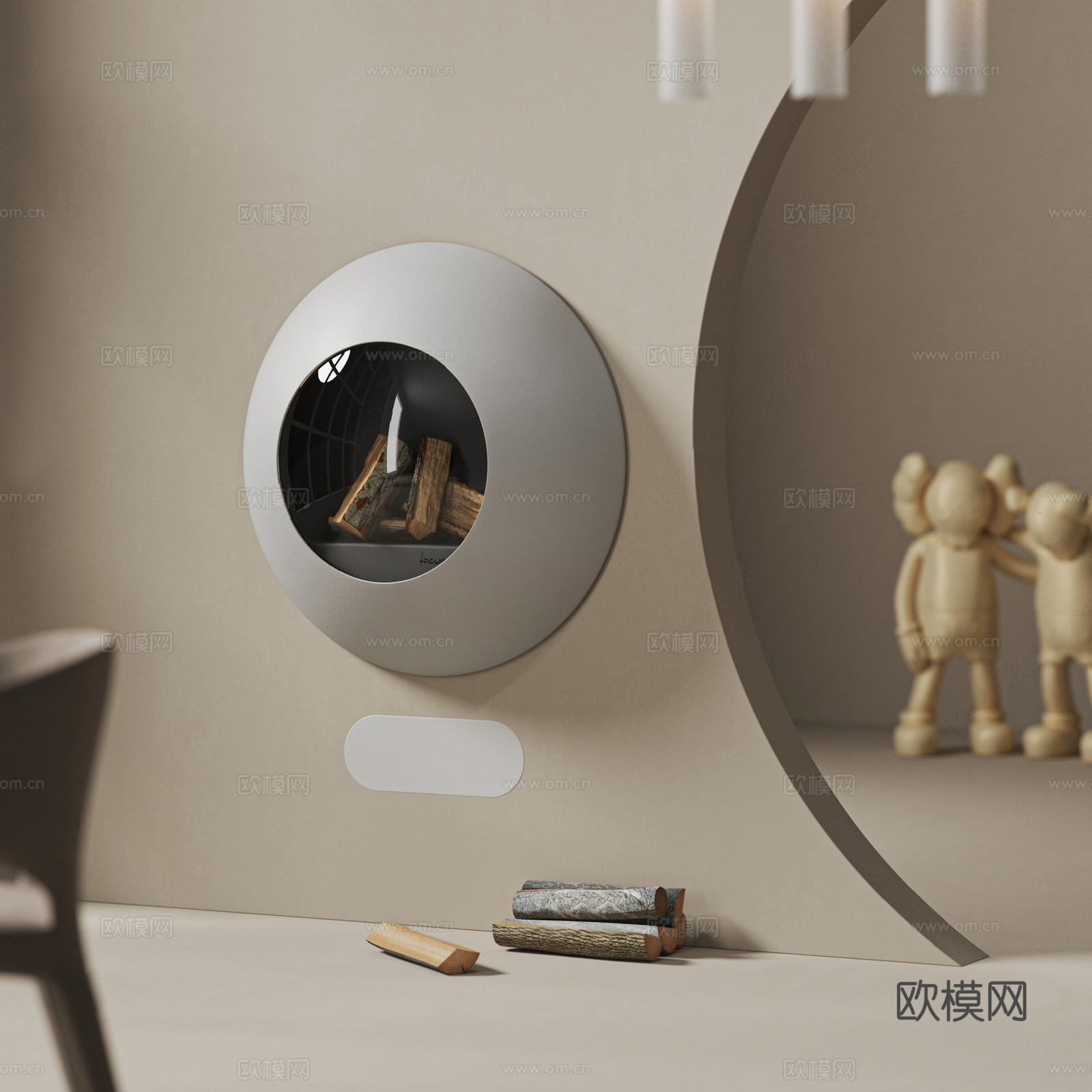 现代壁挂式壁炉su模型下载