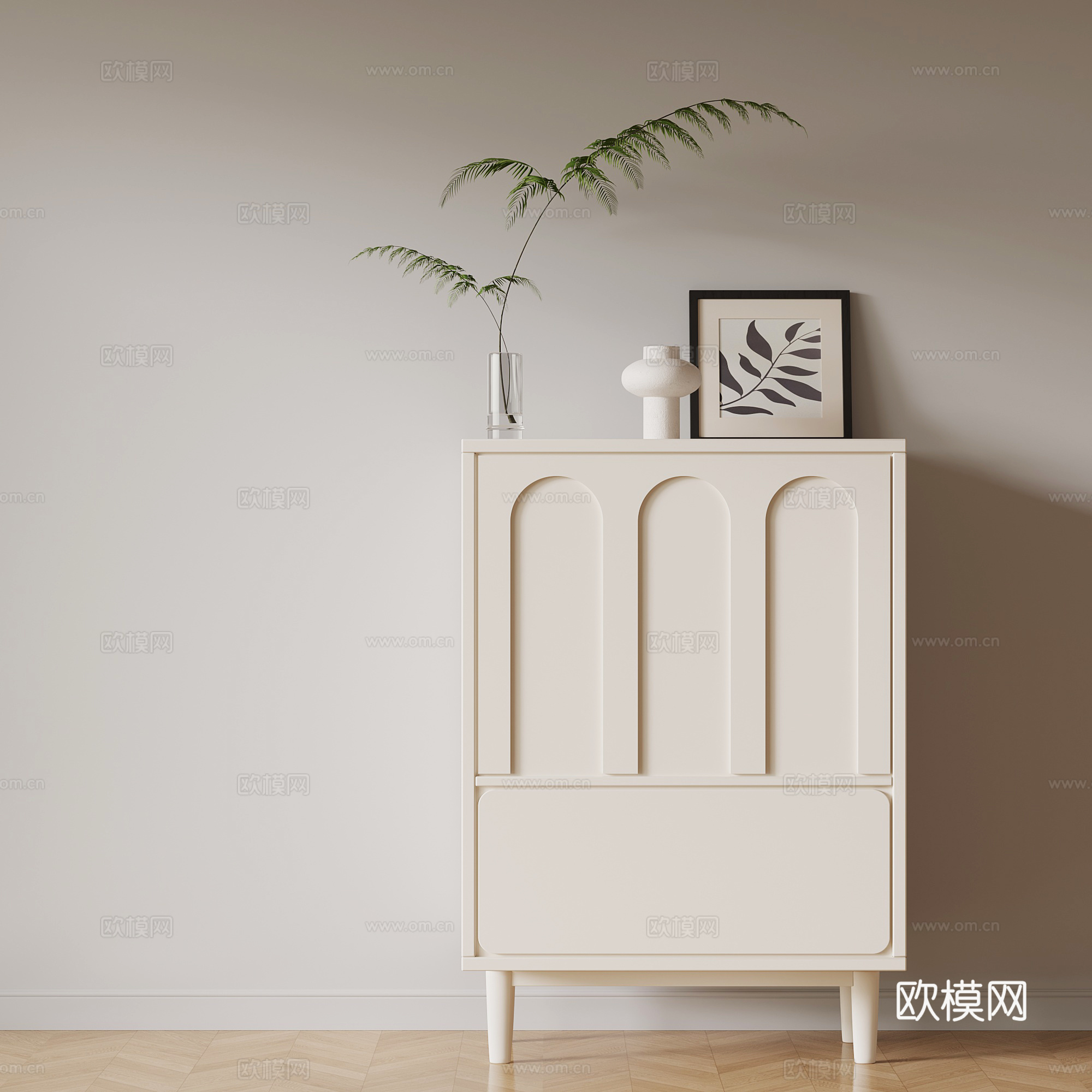 现代奶油风玄关柜 边柜 装饰柜 高柜3d模型