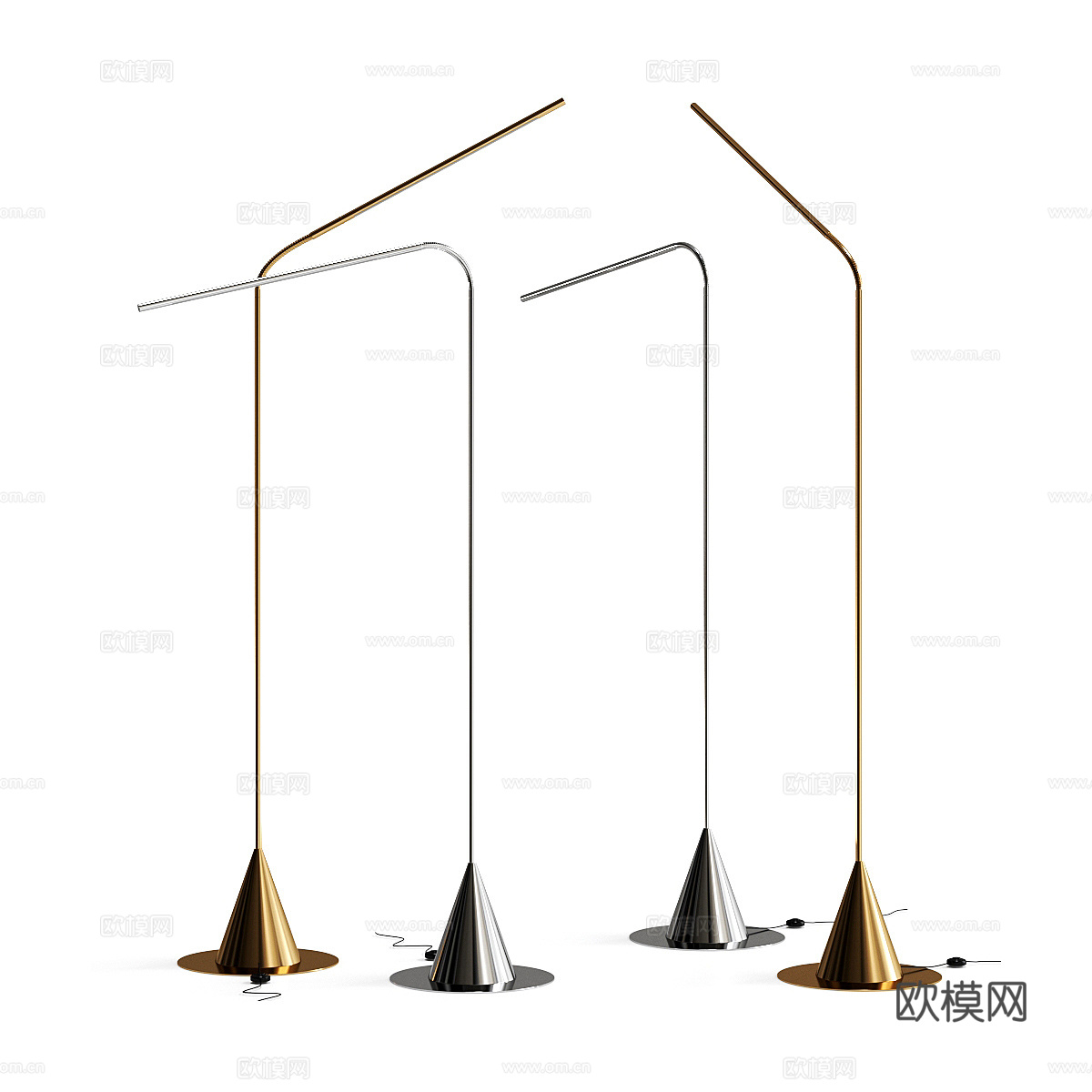 现代轻奢极简线性落地灯3d模型