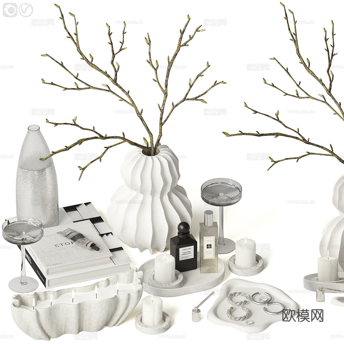 现代意式饰品摆件组合3d模型