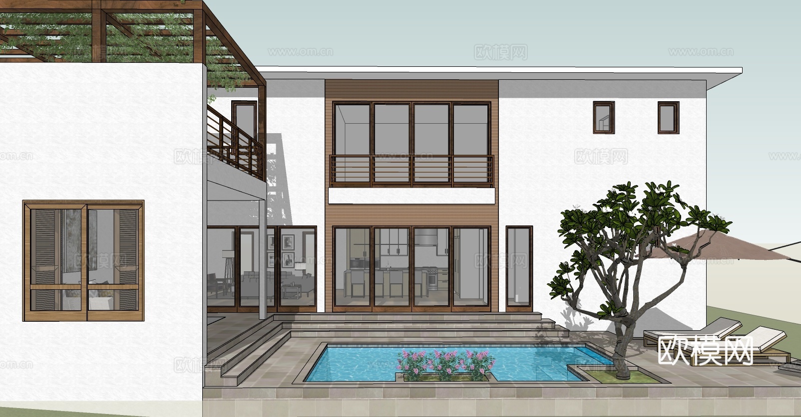 现代别墅住宅su模型下载
