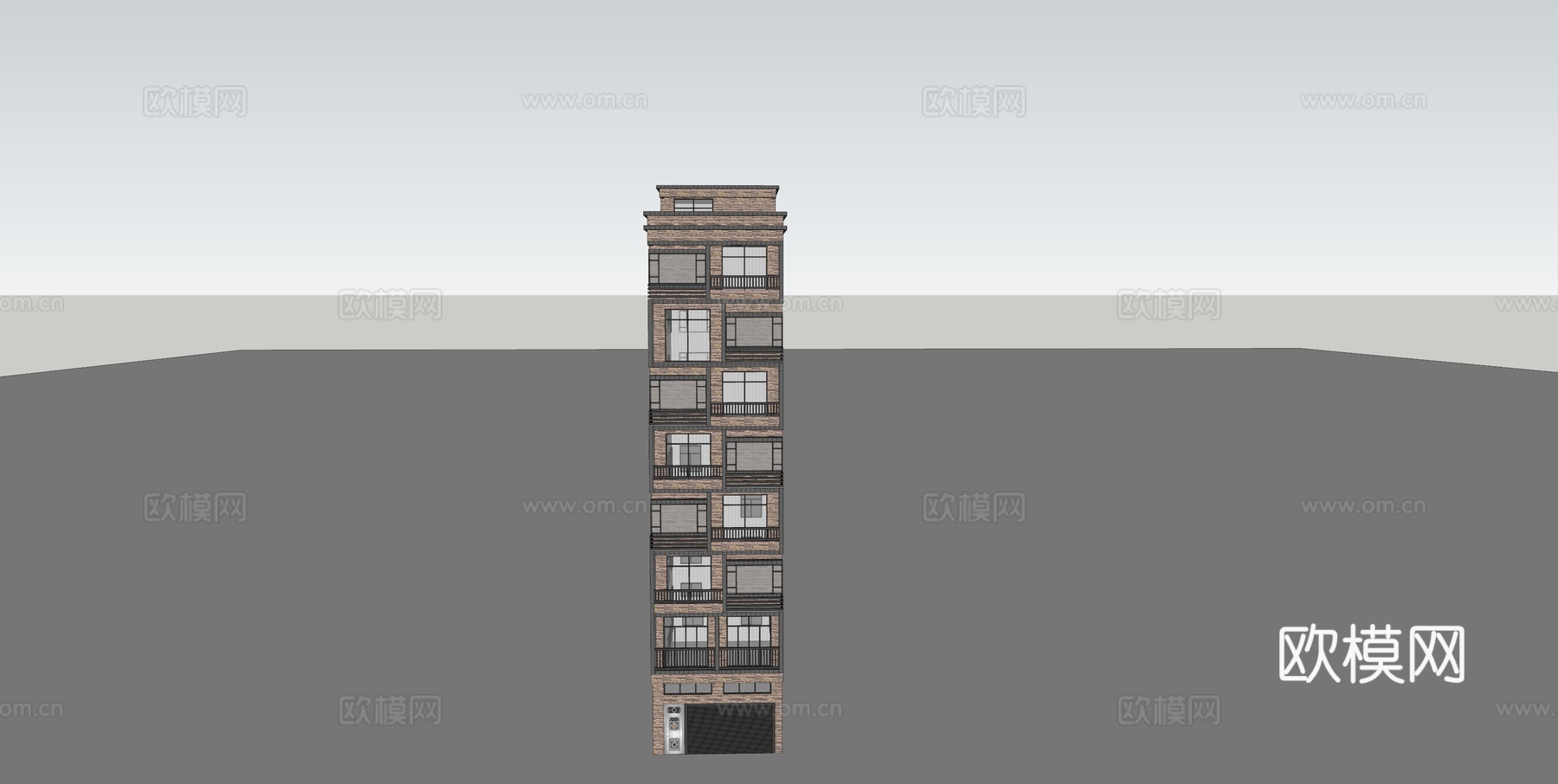 现代住宅楼建筑外观su模型下载