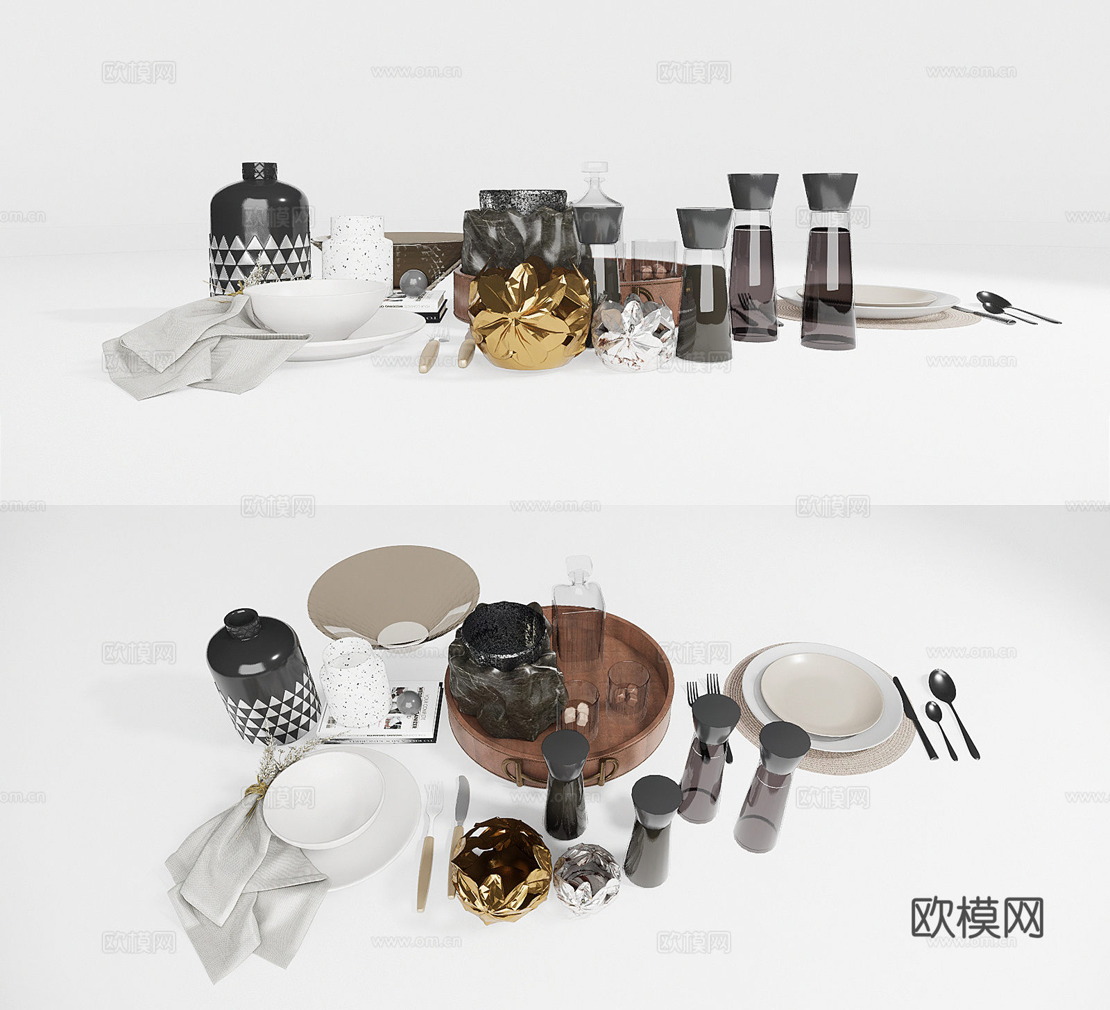 现代餐具餐巾刀叉su模型下载