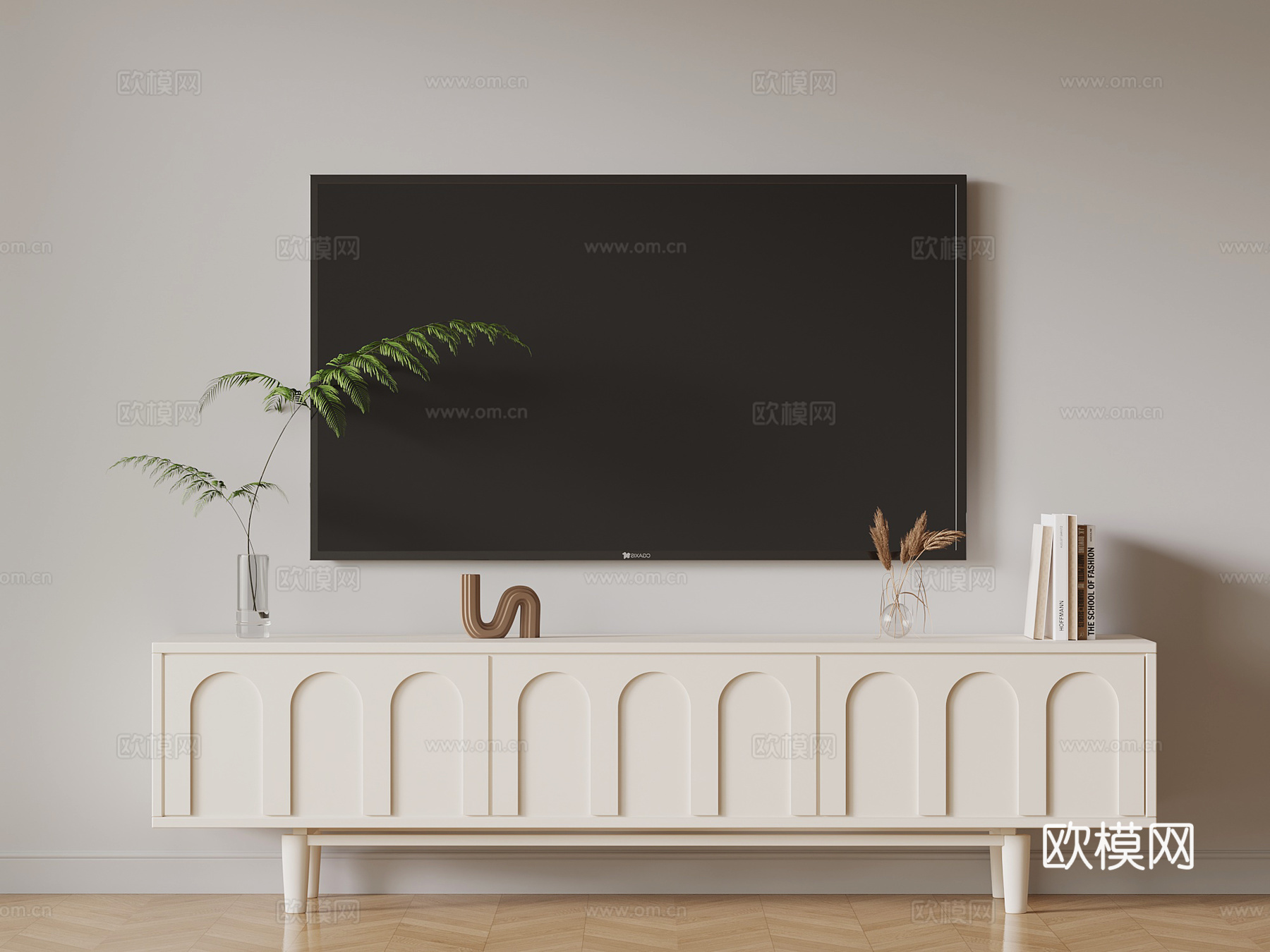 现代奶油风电视柜3d模型