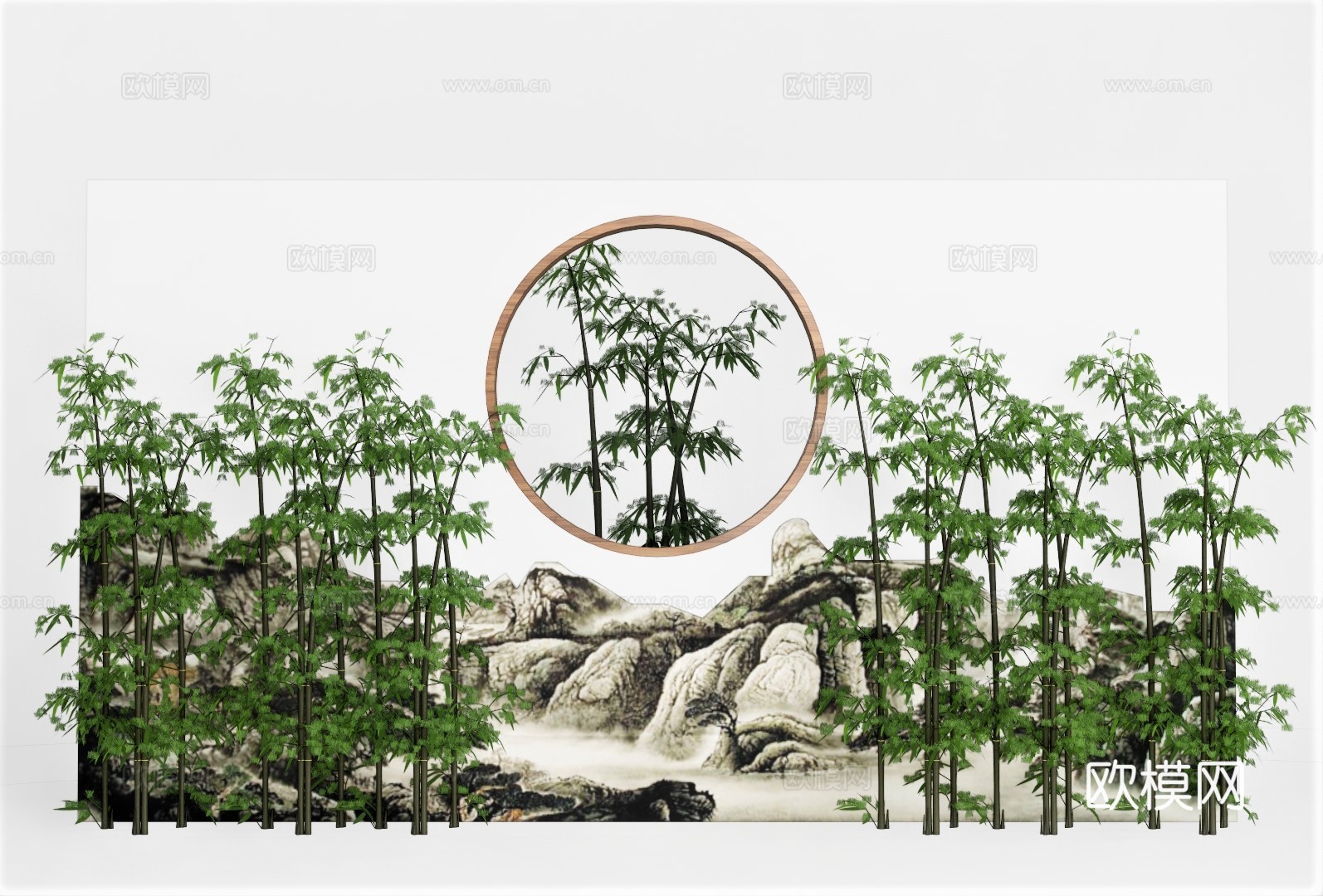 现代假山竹子景观小品su模型下载