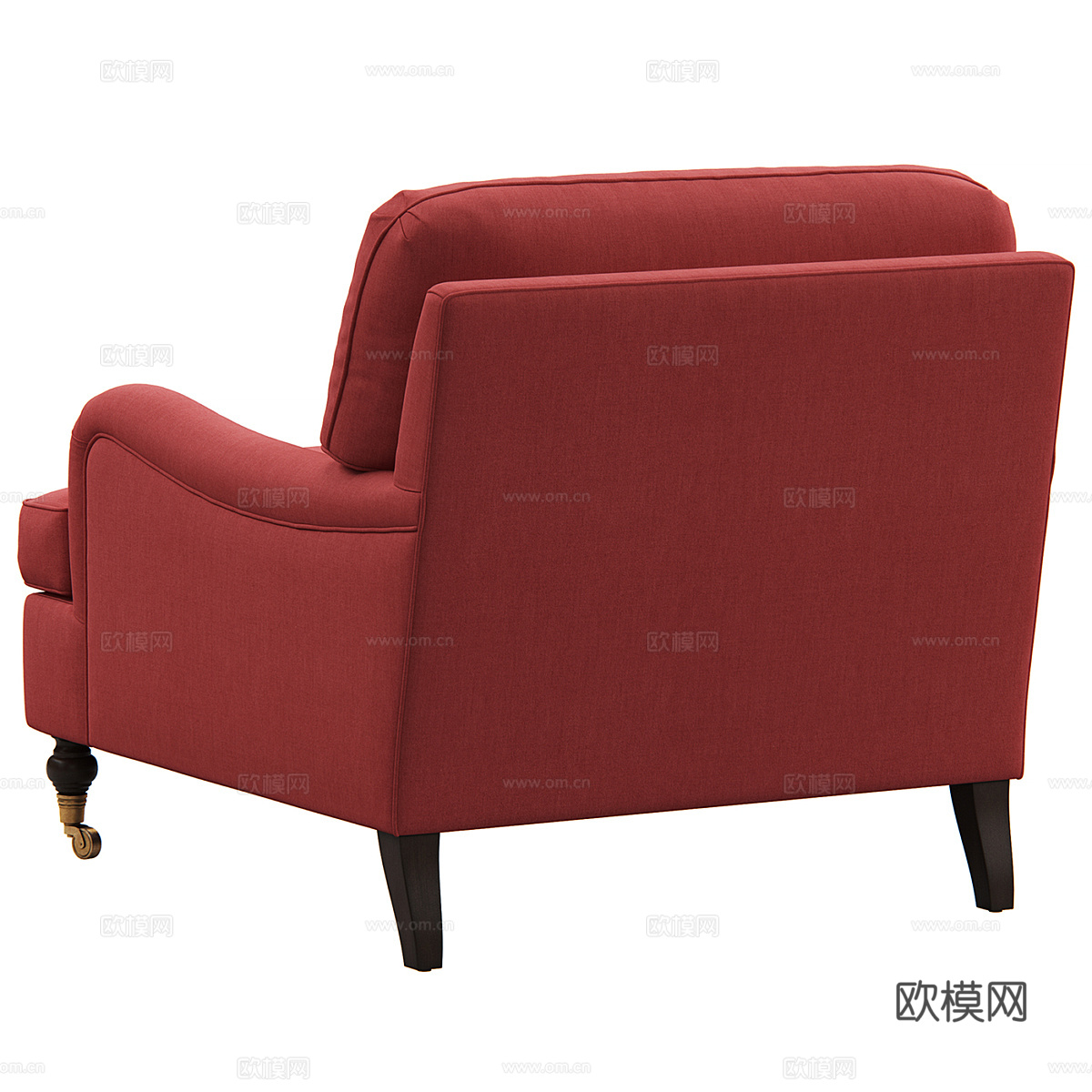 美式简约红色布艺扶手椅3d模型