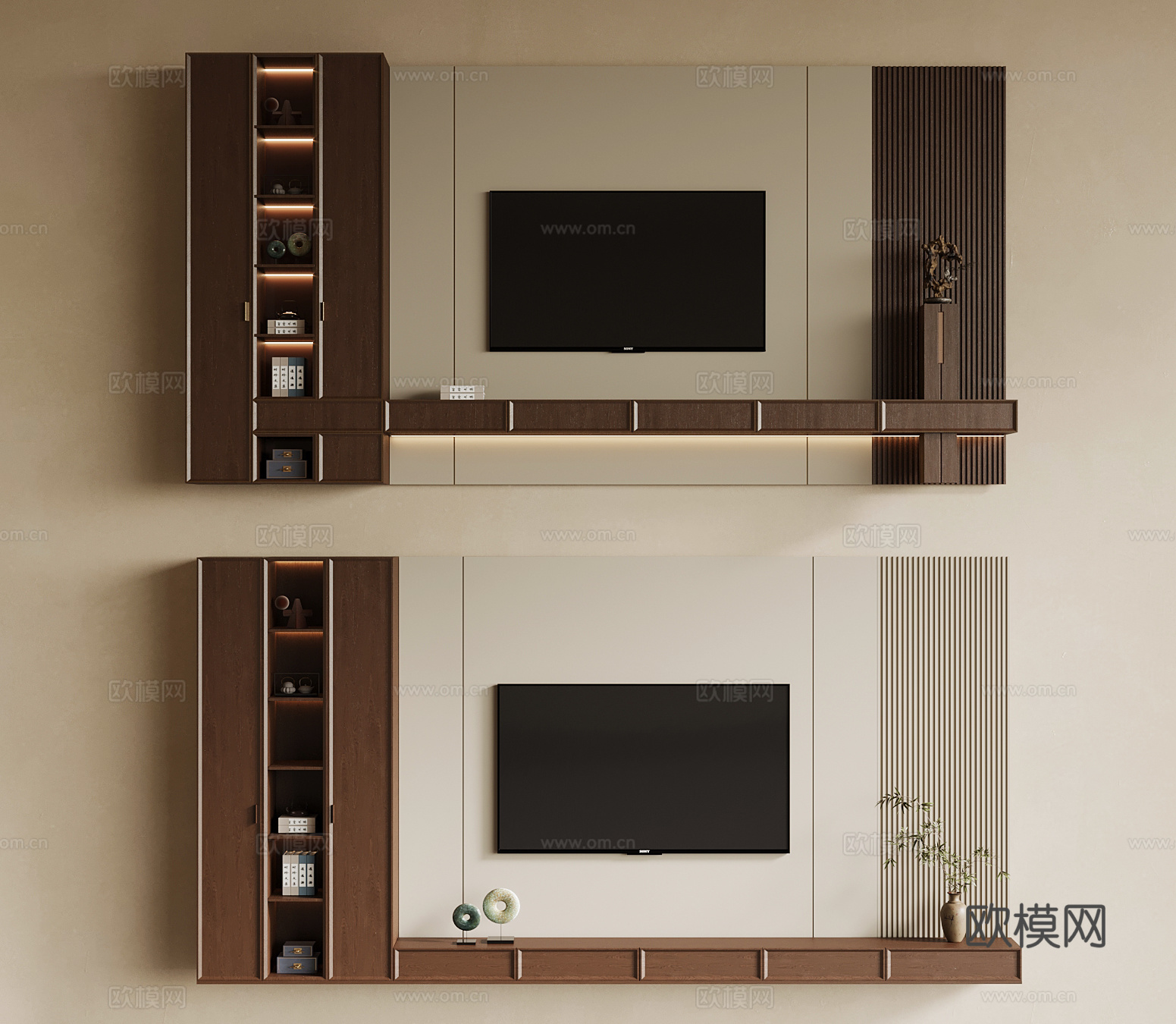 中古风电视背景墙su模型