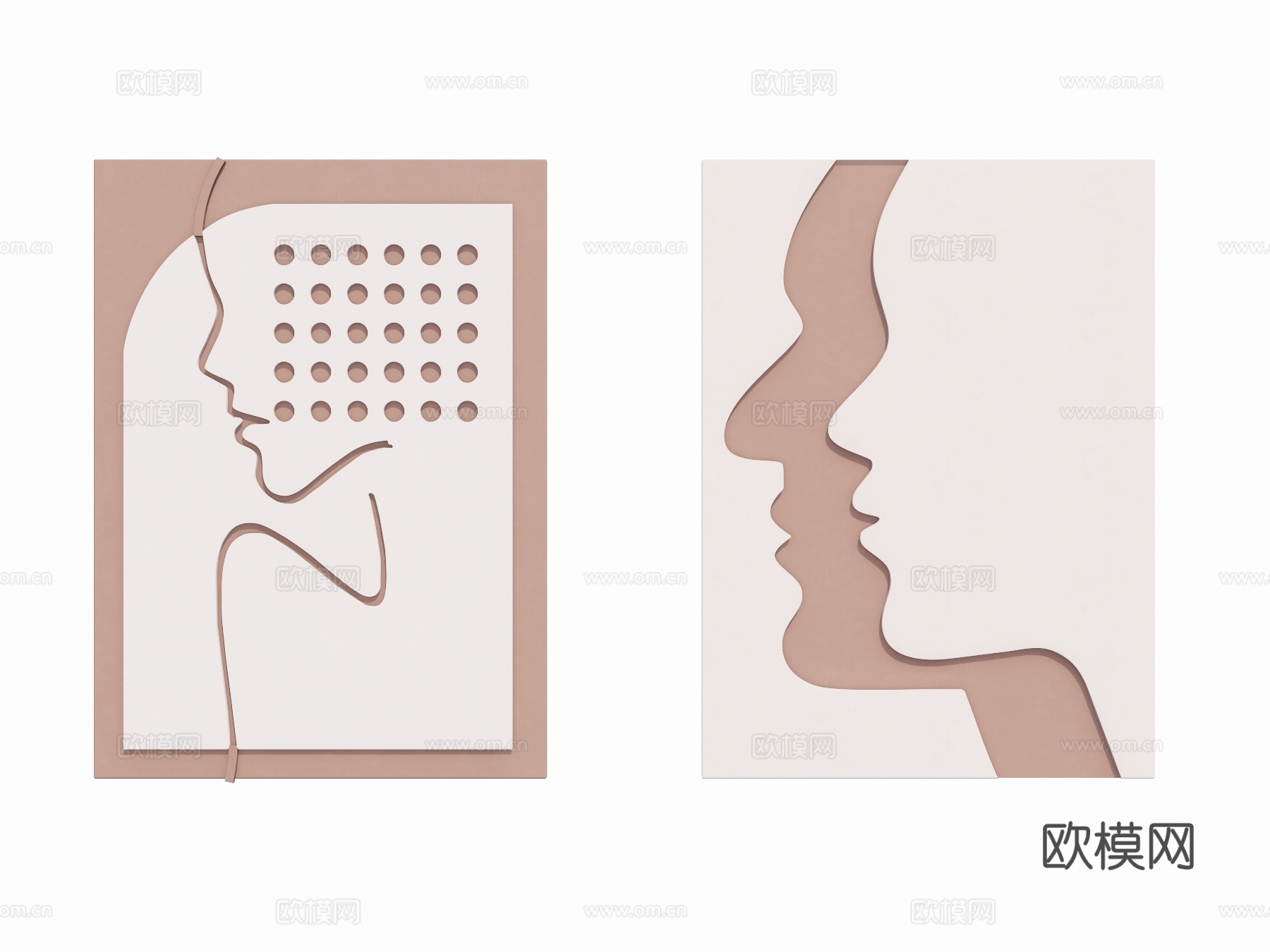 现代挂画 抽象画 彩色人像艺术画su模型下载