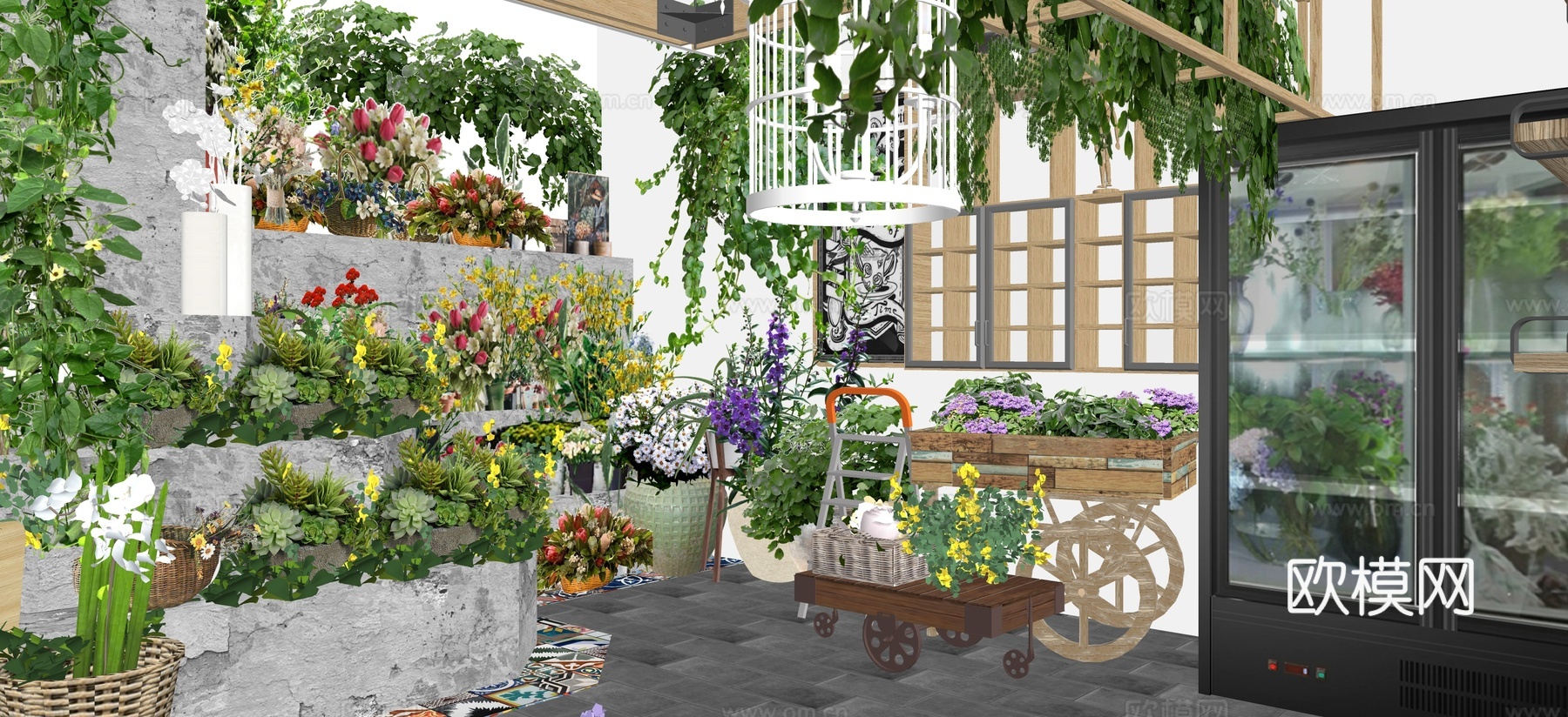 现代花店su模型下载