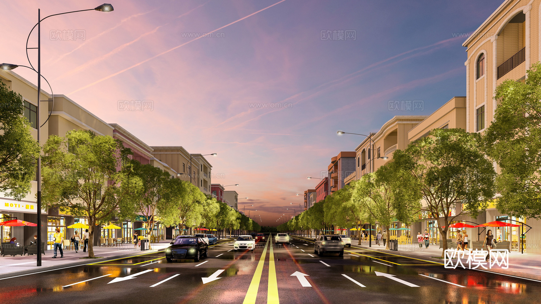 现代城市道路景观su模型下载