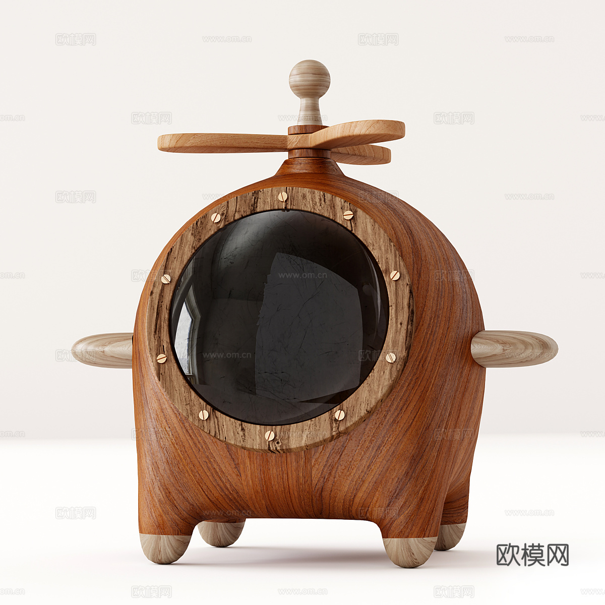 现代木质儿童玩具飞机3d模型