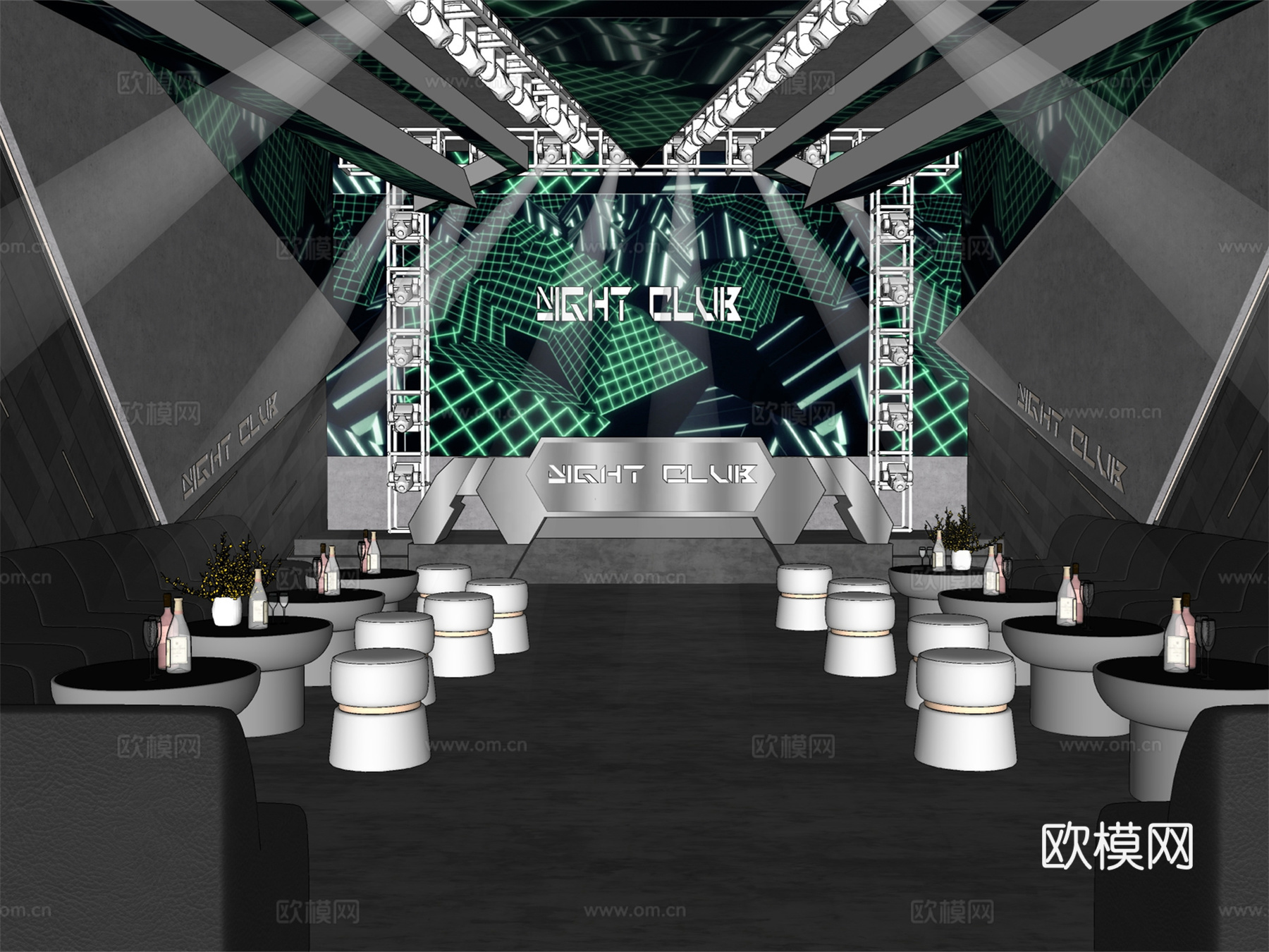 现代酒吧su模型下载