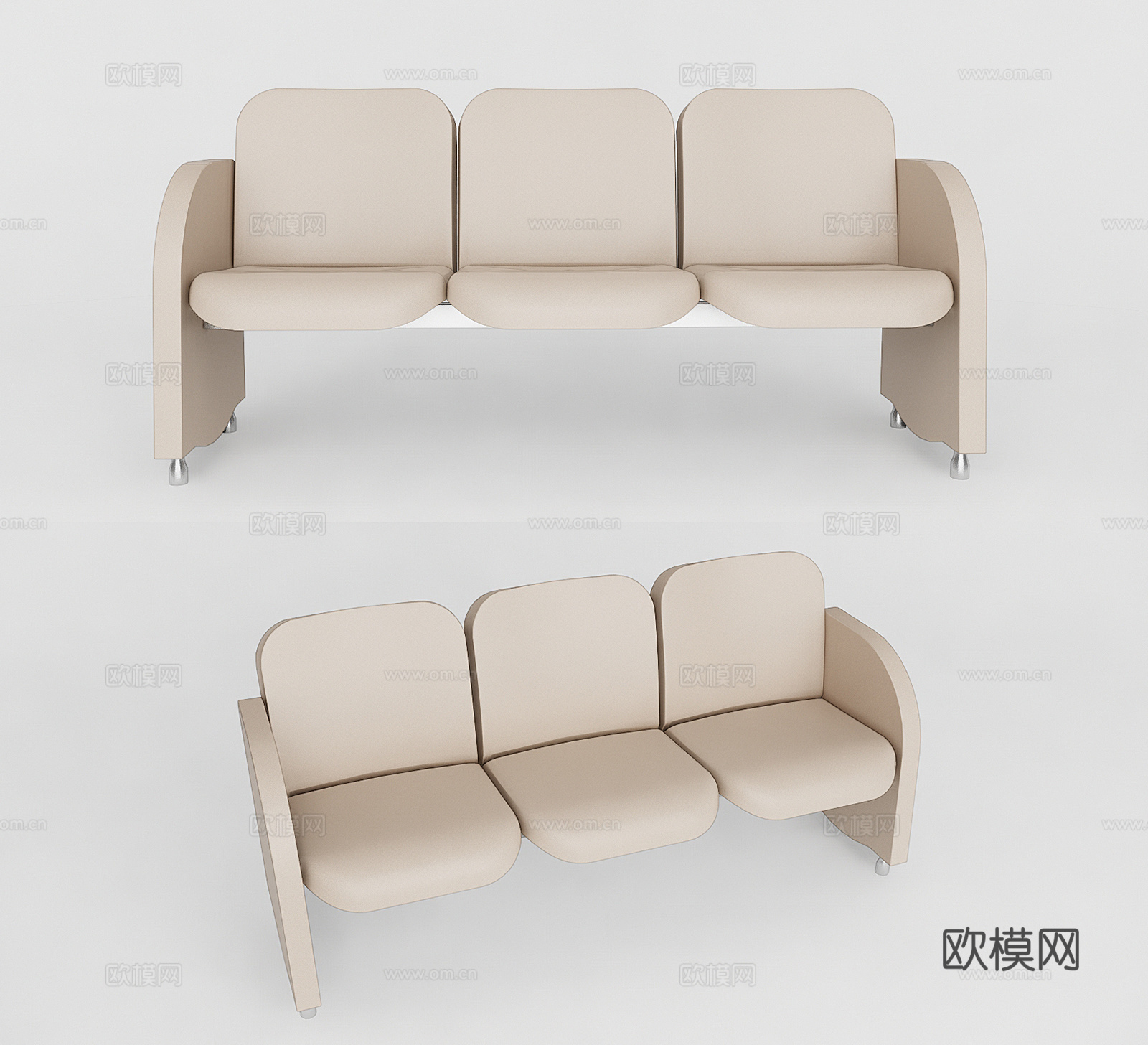 现代布艺长凳su模型下载