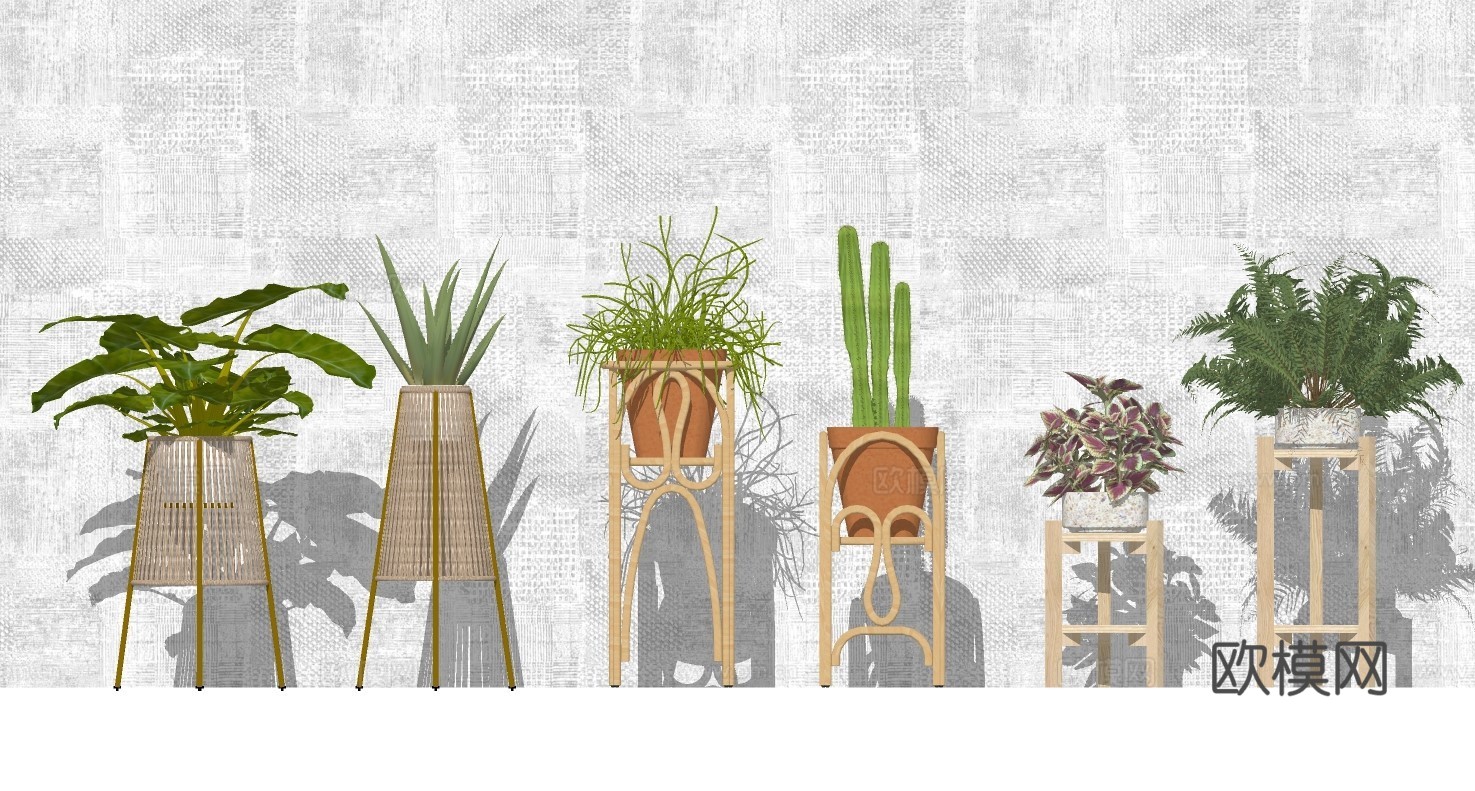 现代室内植物盆栽su模型下载