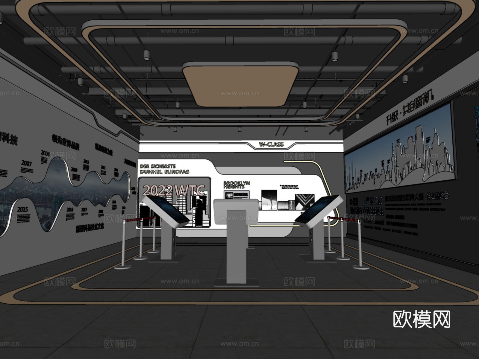 现代科技展厅su模型下载