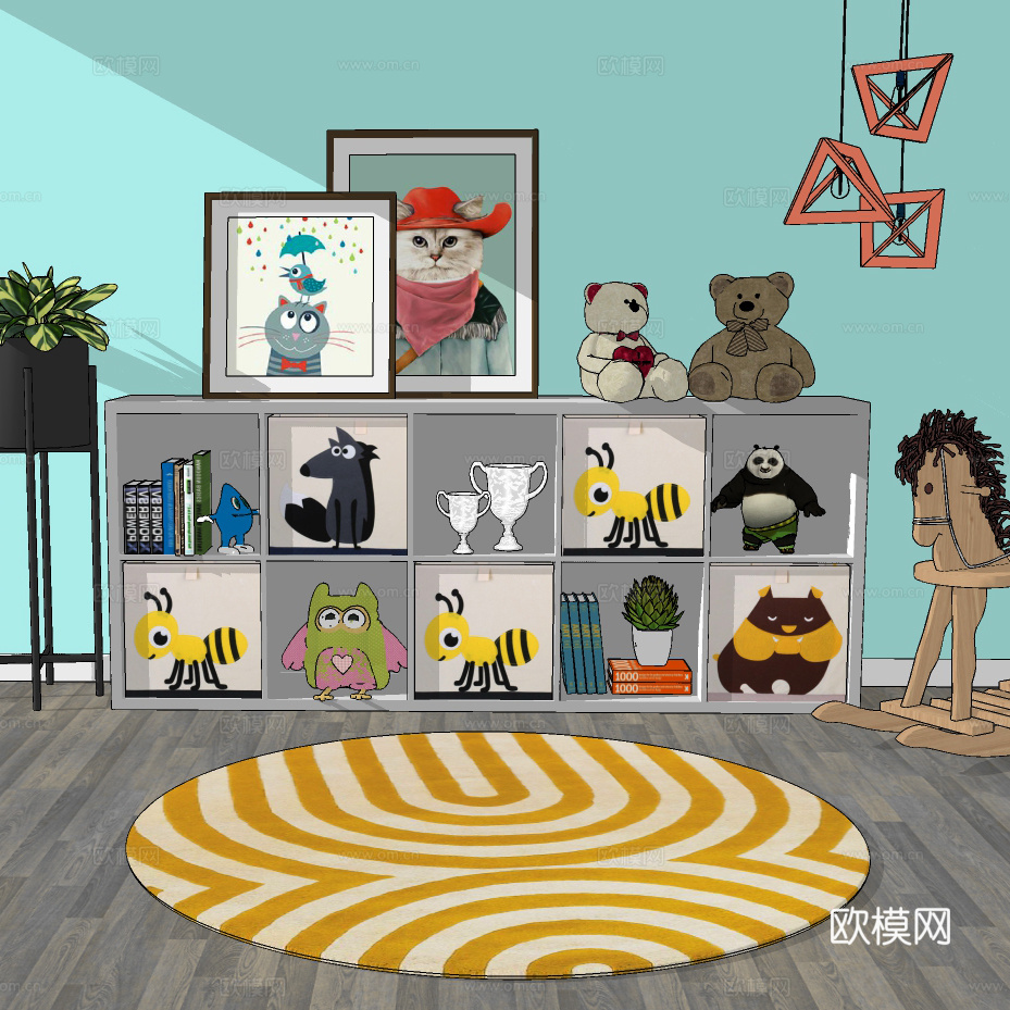 现代儿童柜 玩具柜su模型下载