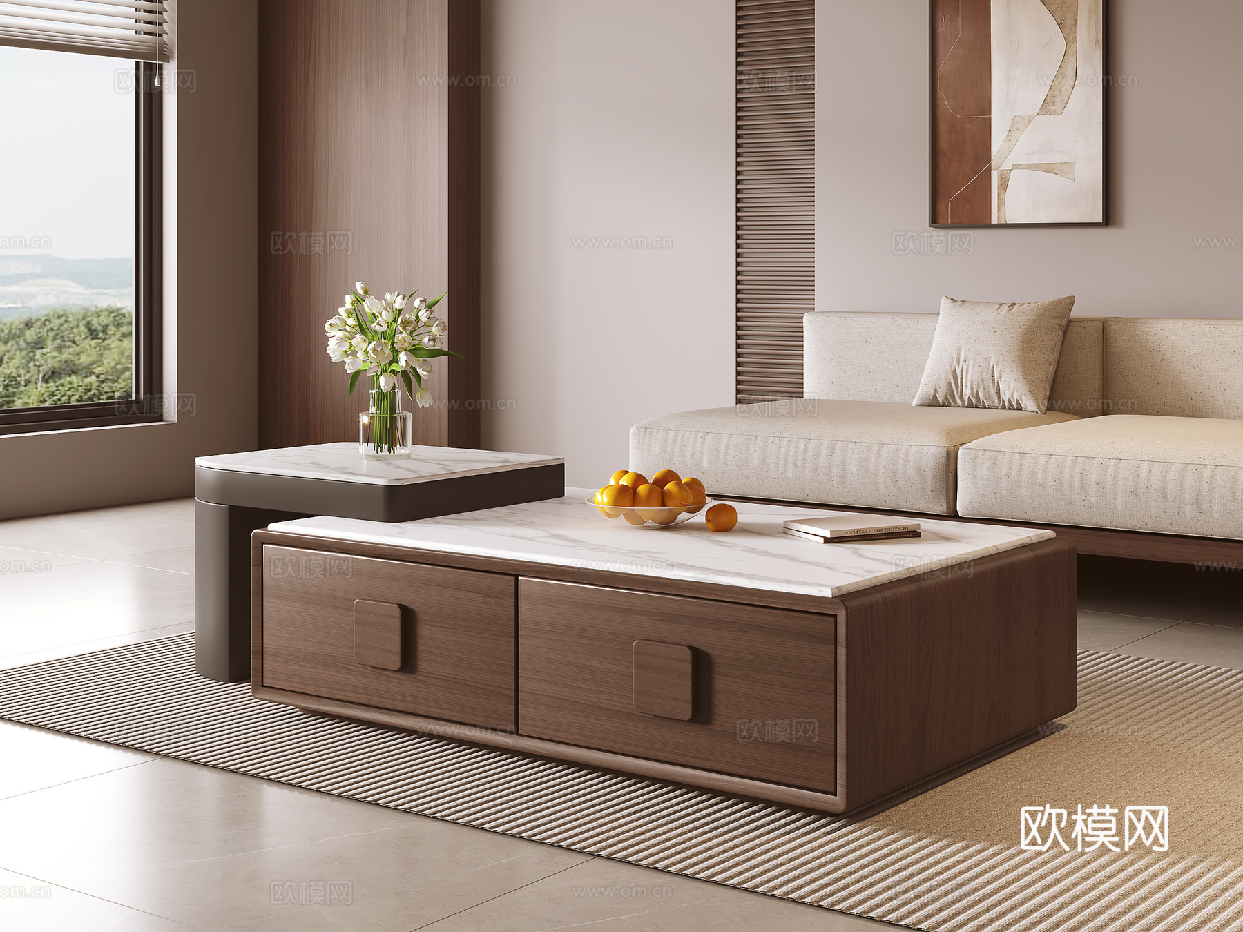 中古风茶几su模型下载（渲染图1）