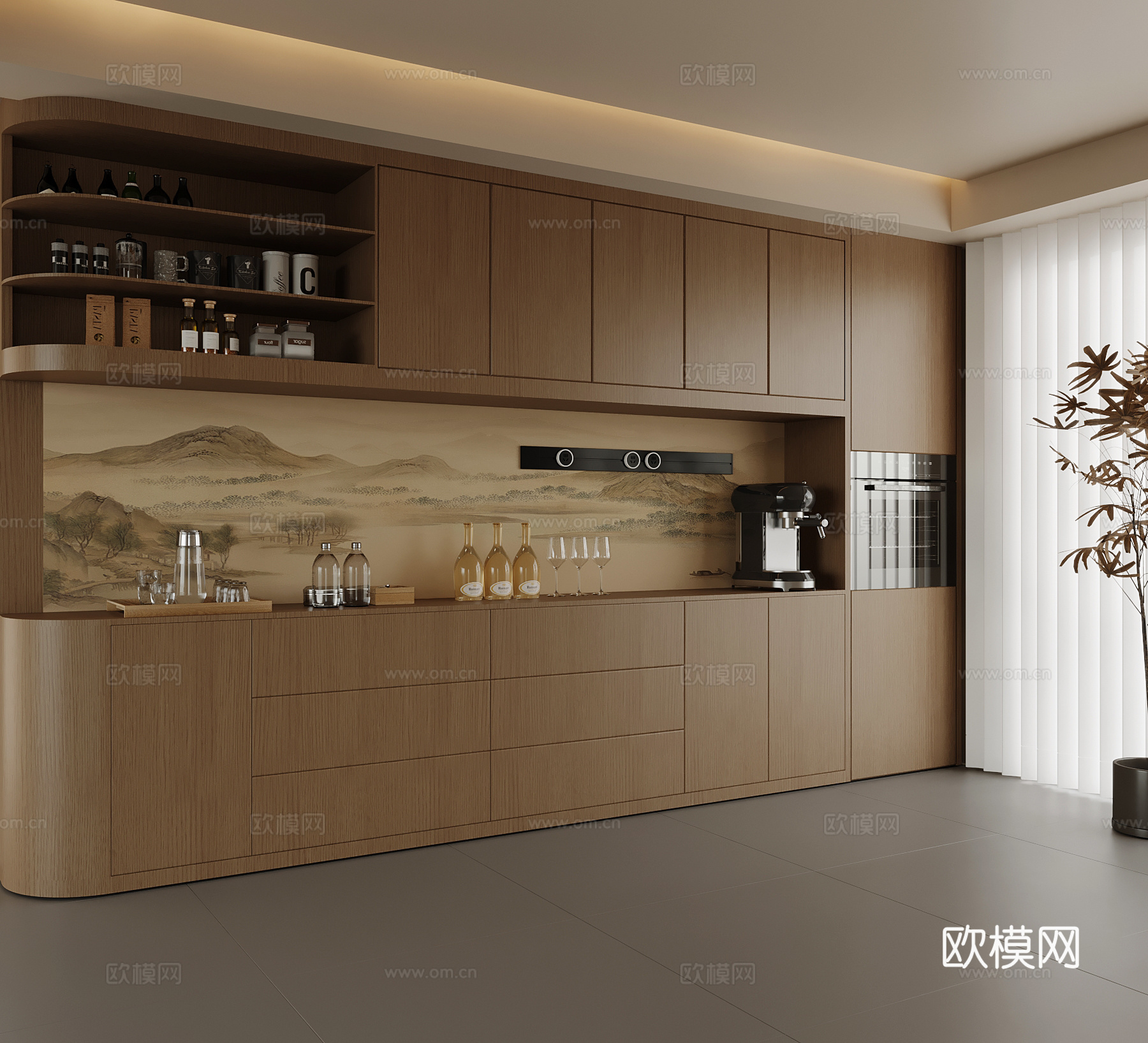 新中式酒柜3d模型