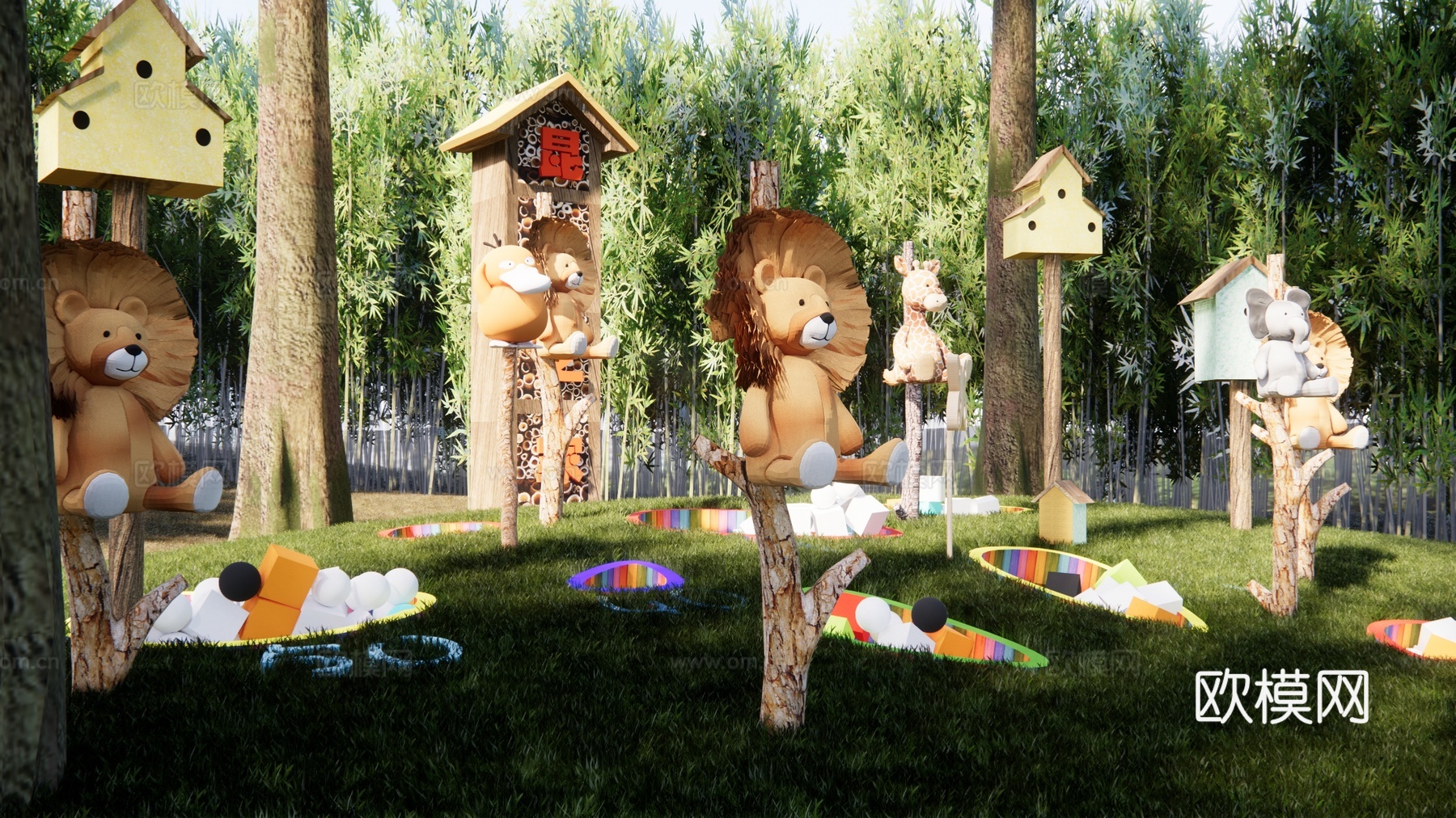 现代公园景观 昆虫乐园景观 劳动研学su模型下载