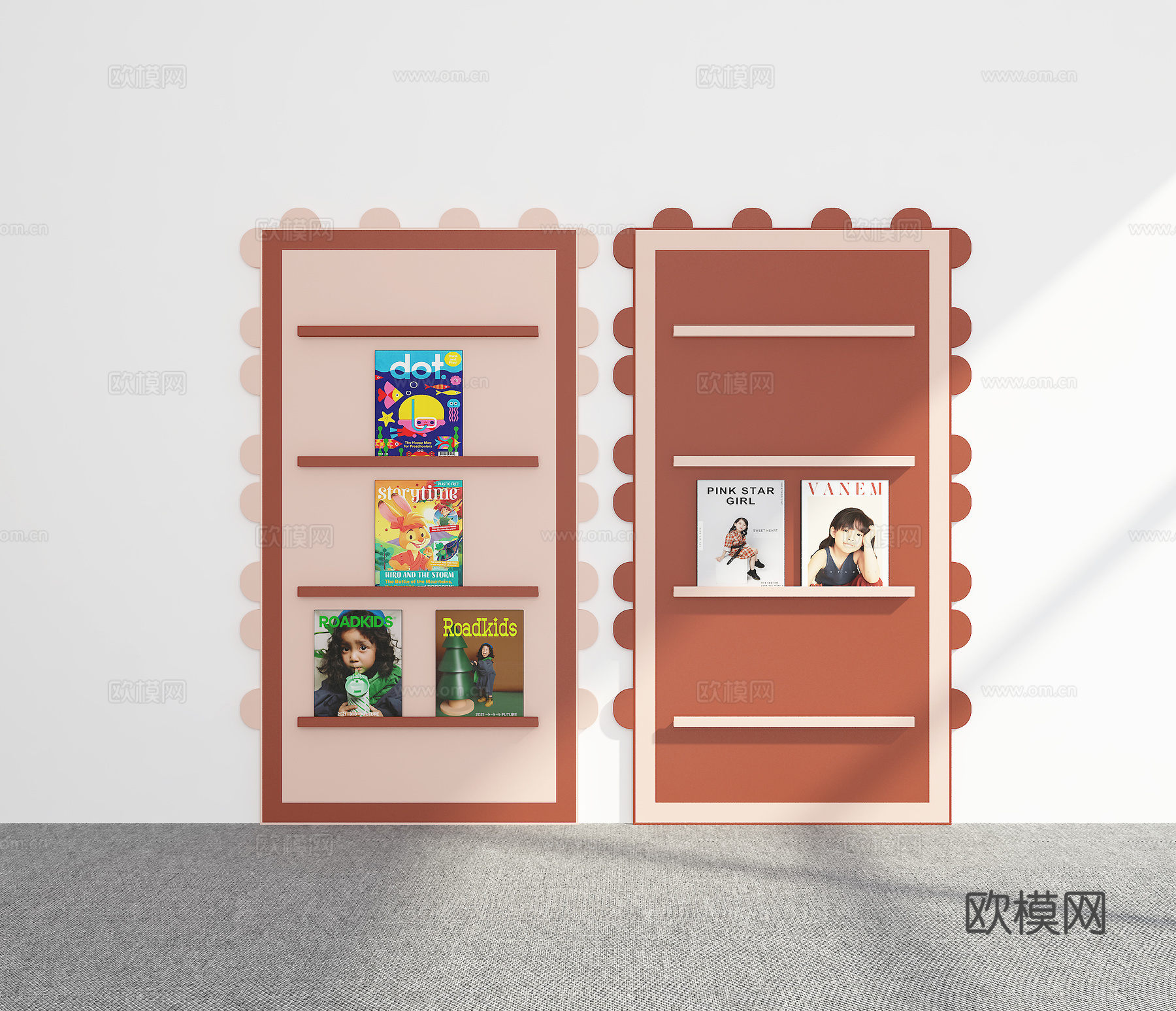 现代儿童书架3d模型