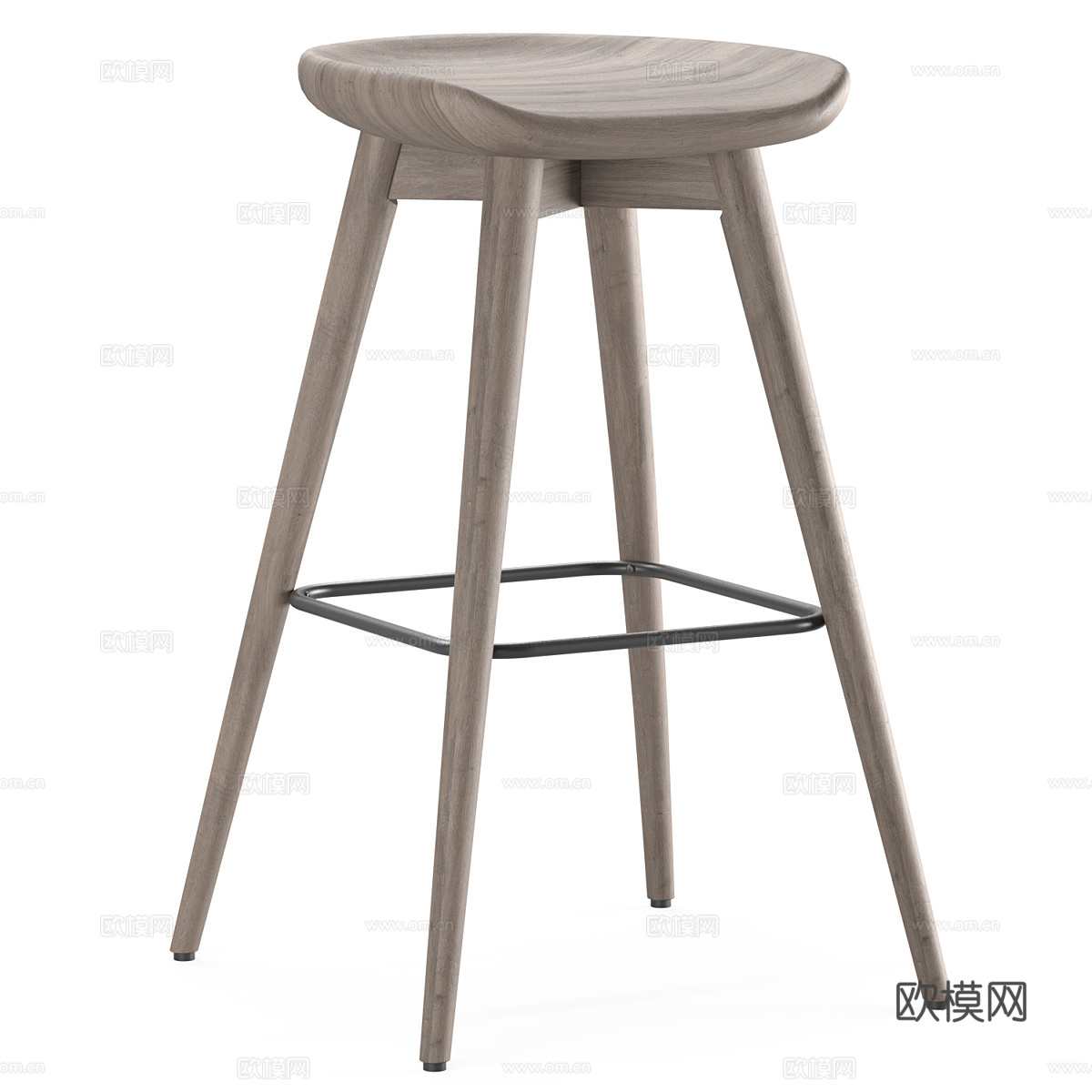 现代意式木质吧台椅3d模型