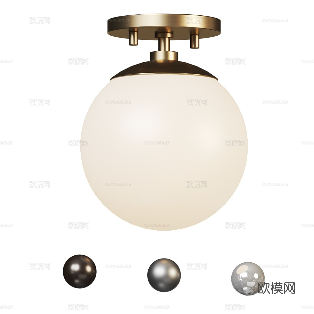 现代轻奢球形玻璃吸顶灯3d模型
