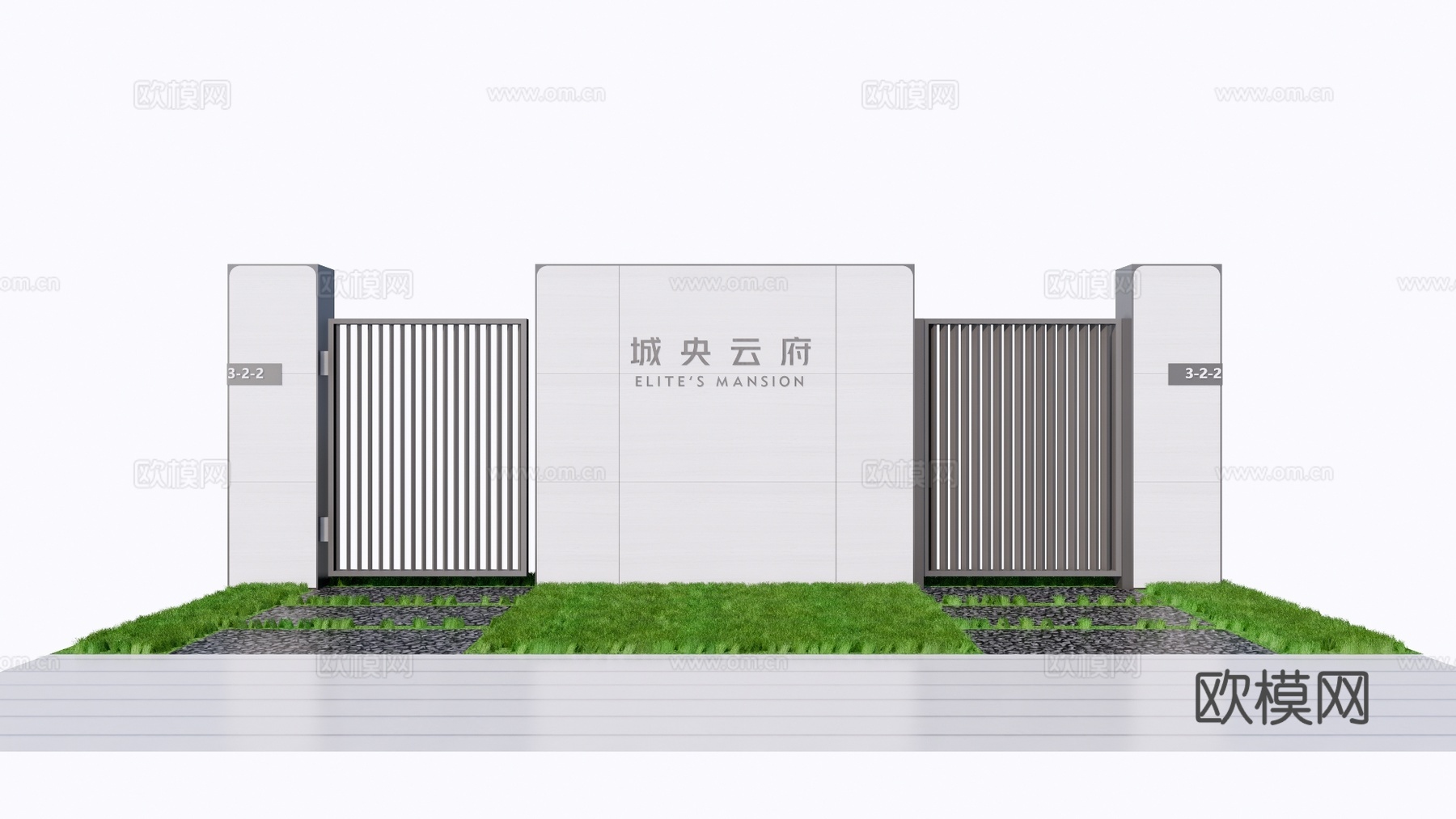 现代庭院门su模型下载