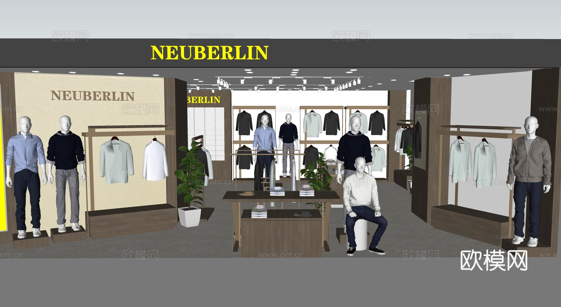 现代服装店su模型下载