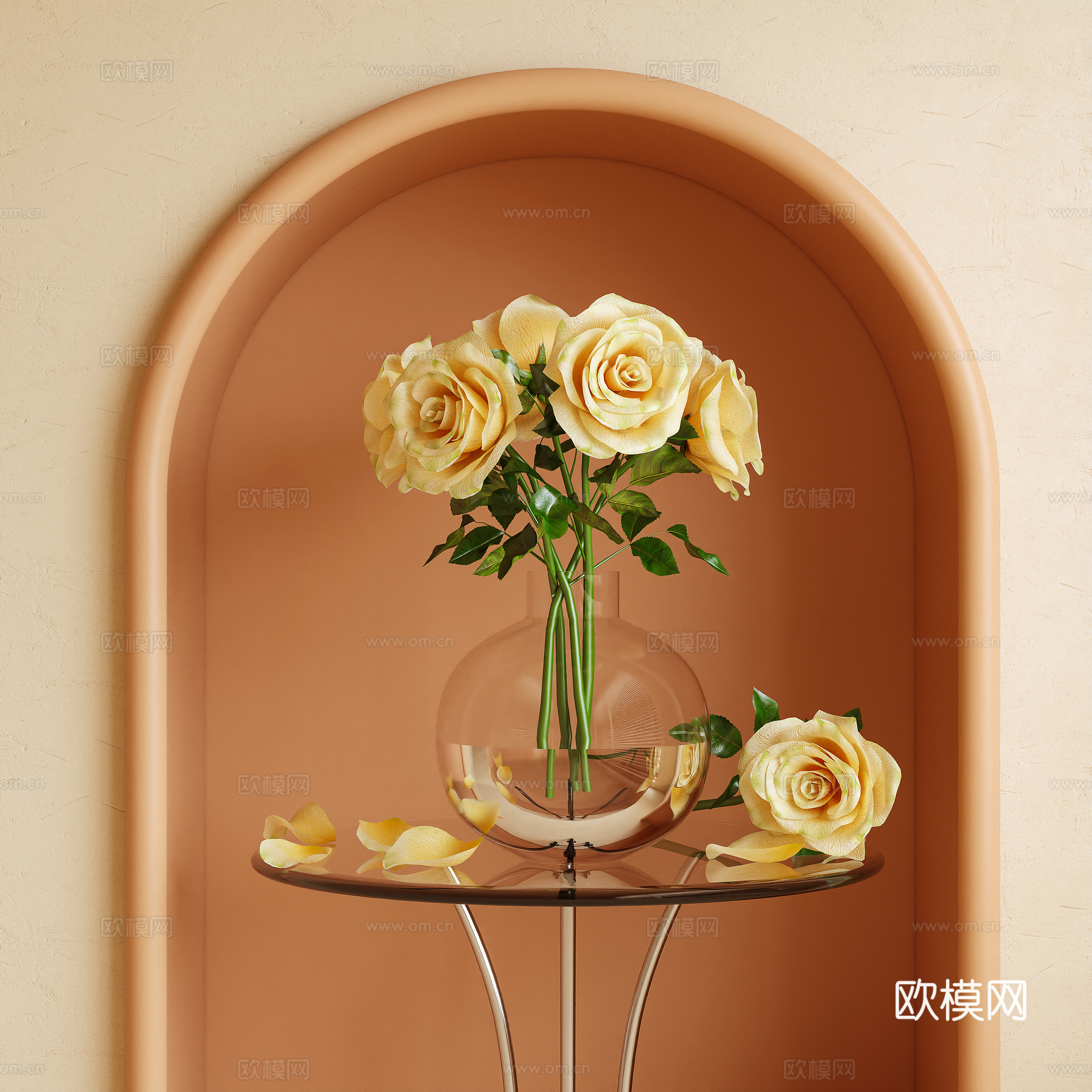 花卉 插花 玫瑰花3d模型
