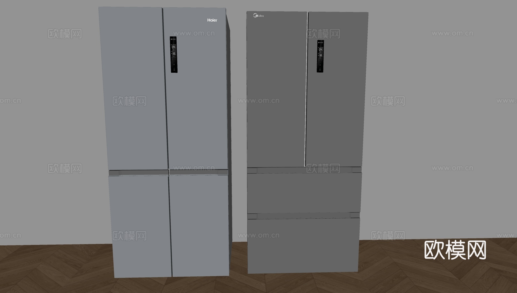 现代家用双开门冰箱su模型