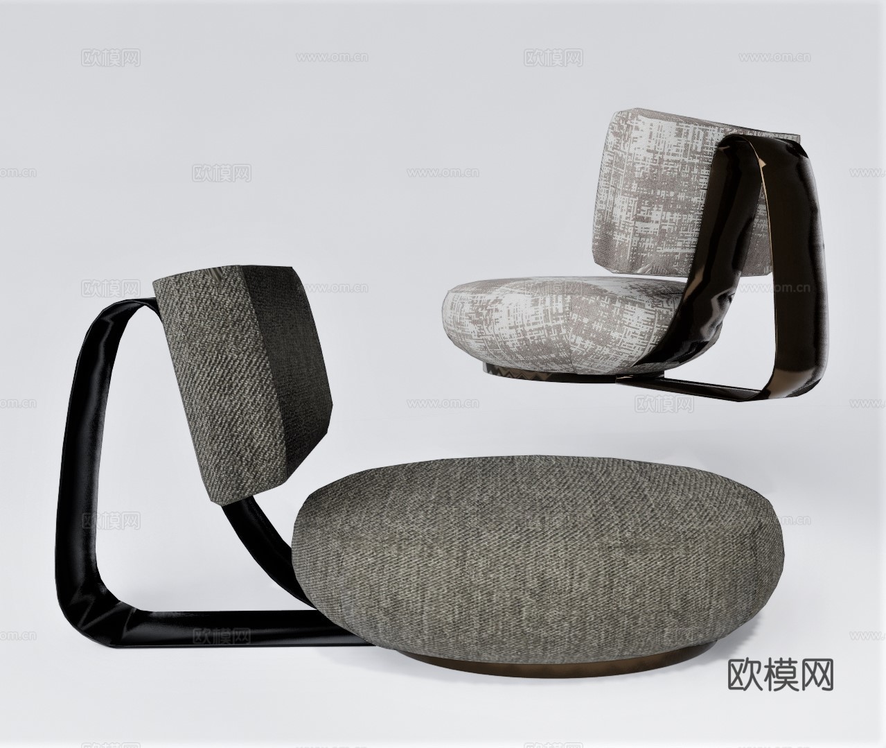 现代布艺休闲椅su模型下载