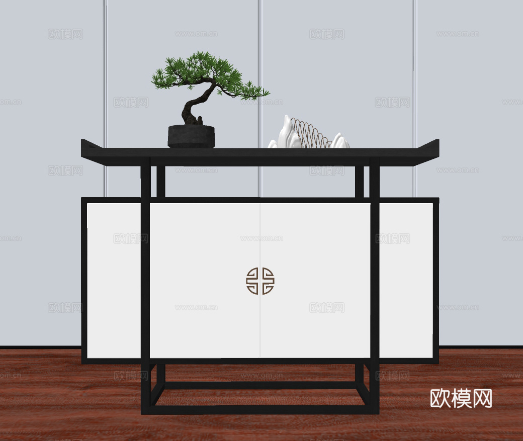 新中式实木端景条案su模型下载