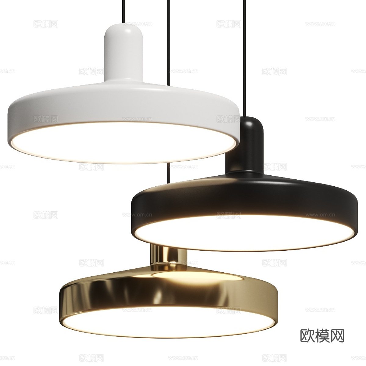 现代轻奢极简圆盘装饰吊灯3d模型