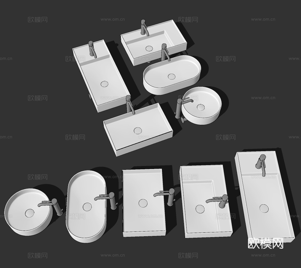 现代洗手盆台盆su模型下载