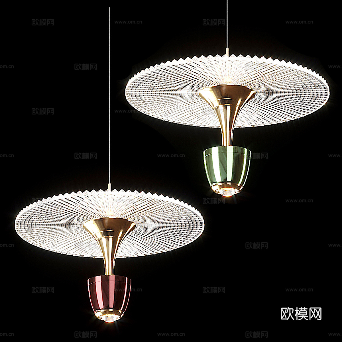 现代轻奢金属玻璃圆盘装饰吊灯3d模型