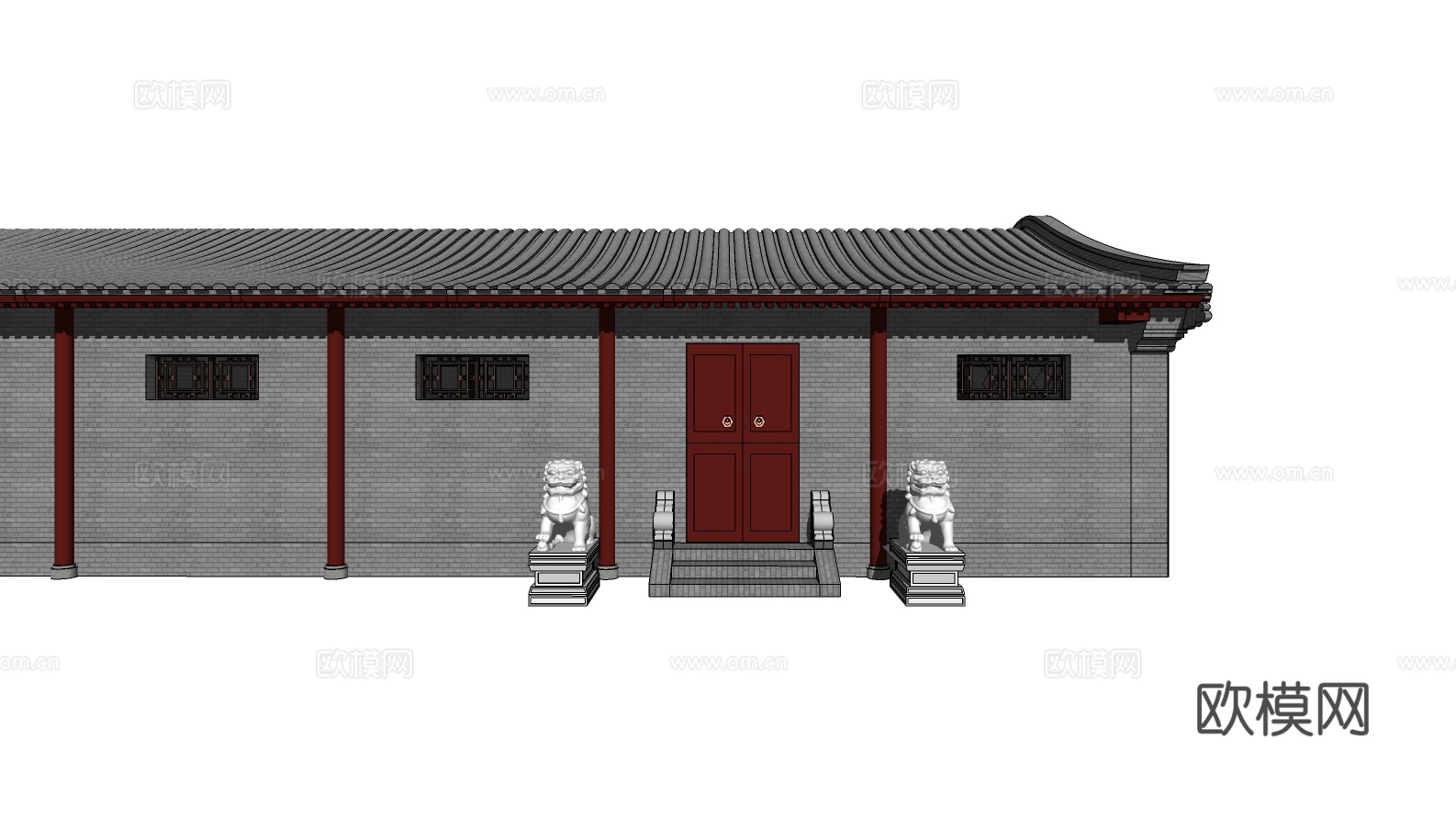 中式四合院su模型下载