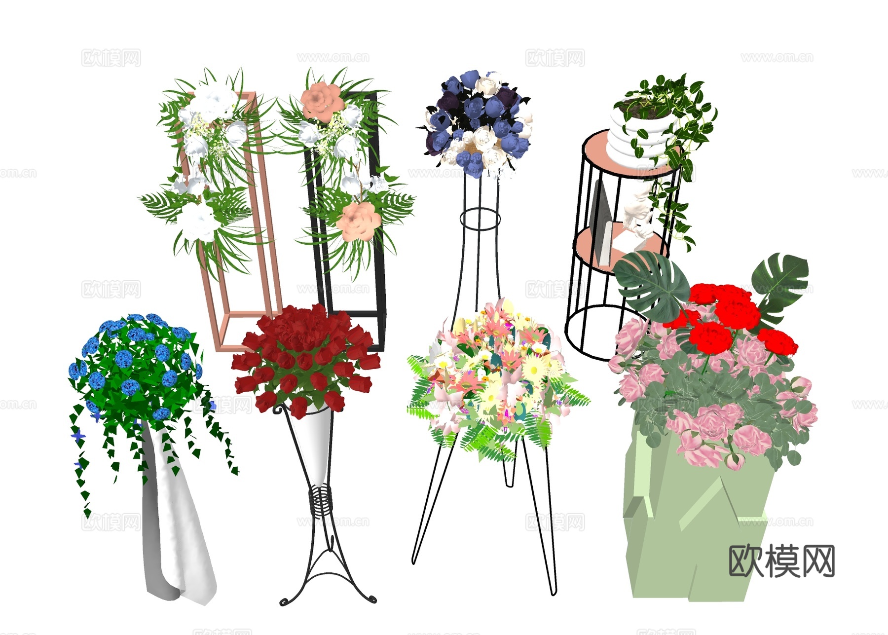 鲜花花架 花束 花钵su模型下载