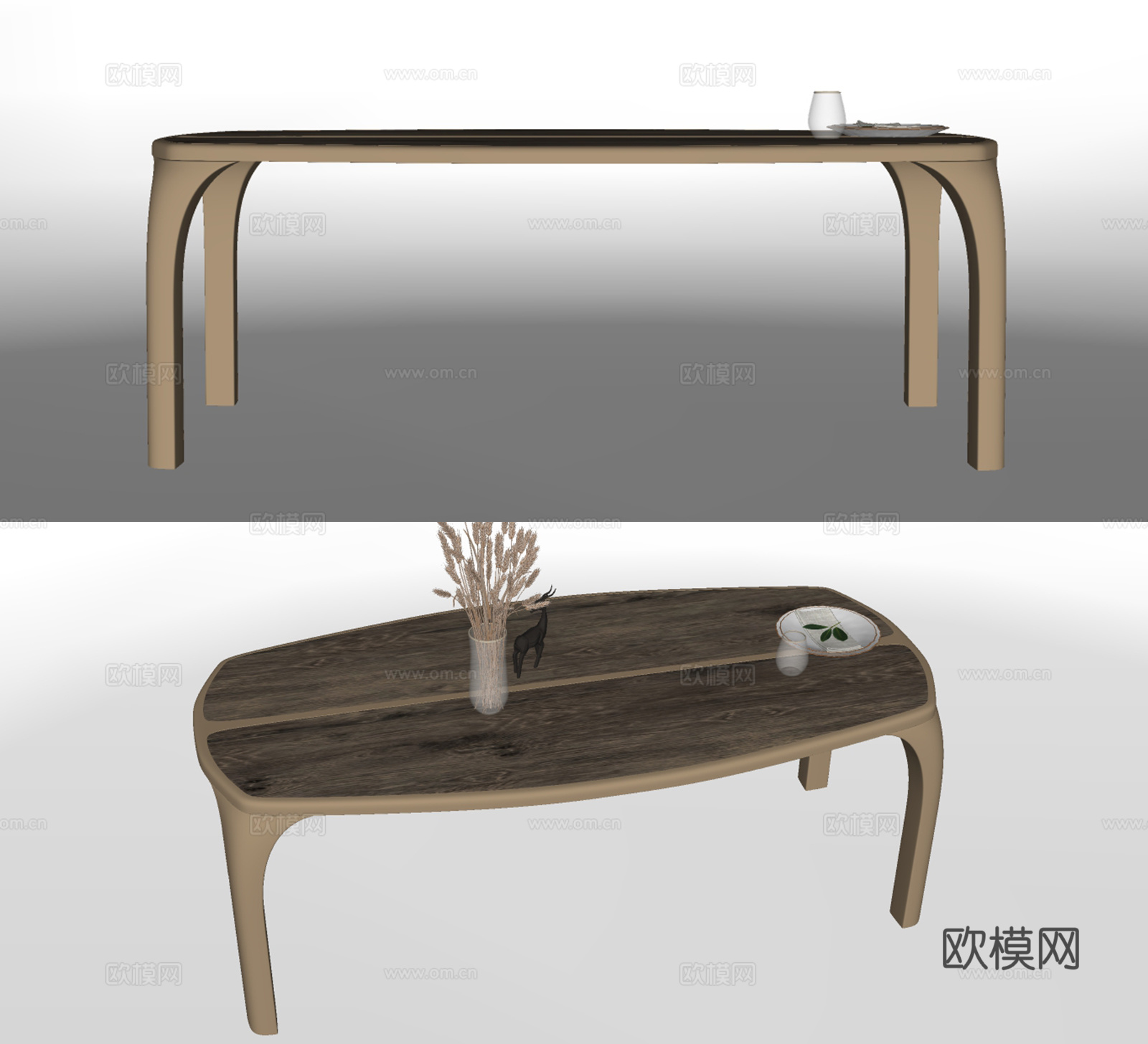 现代条形餐桌su模型下载