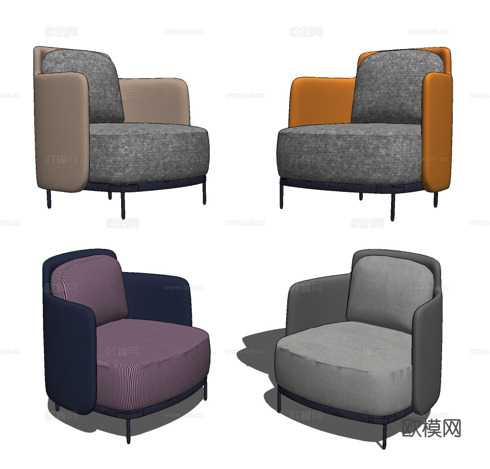 现代布艺休闲沙发su模型下载下载