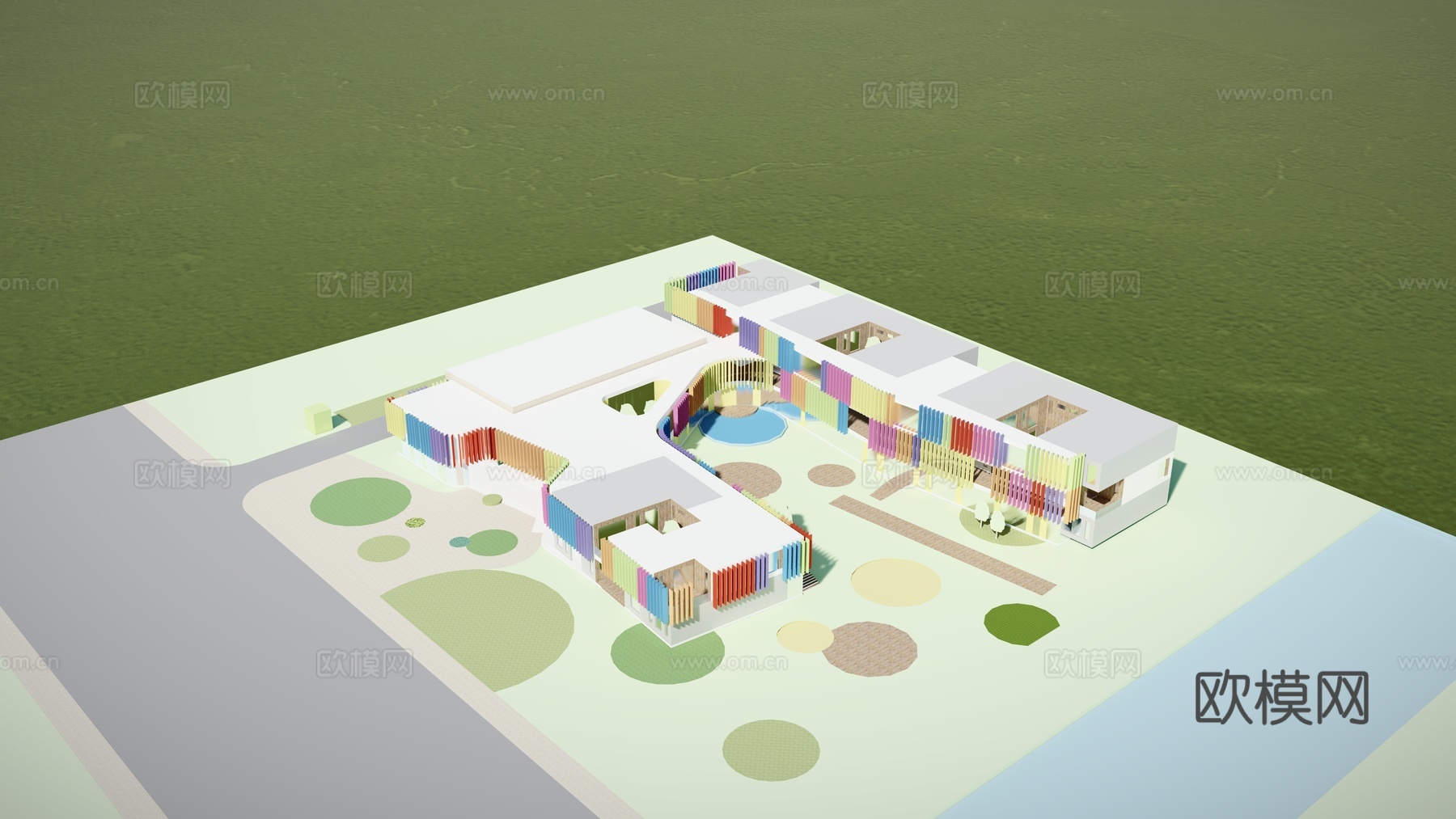 现代幼儿园建筑外观su模型下载